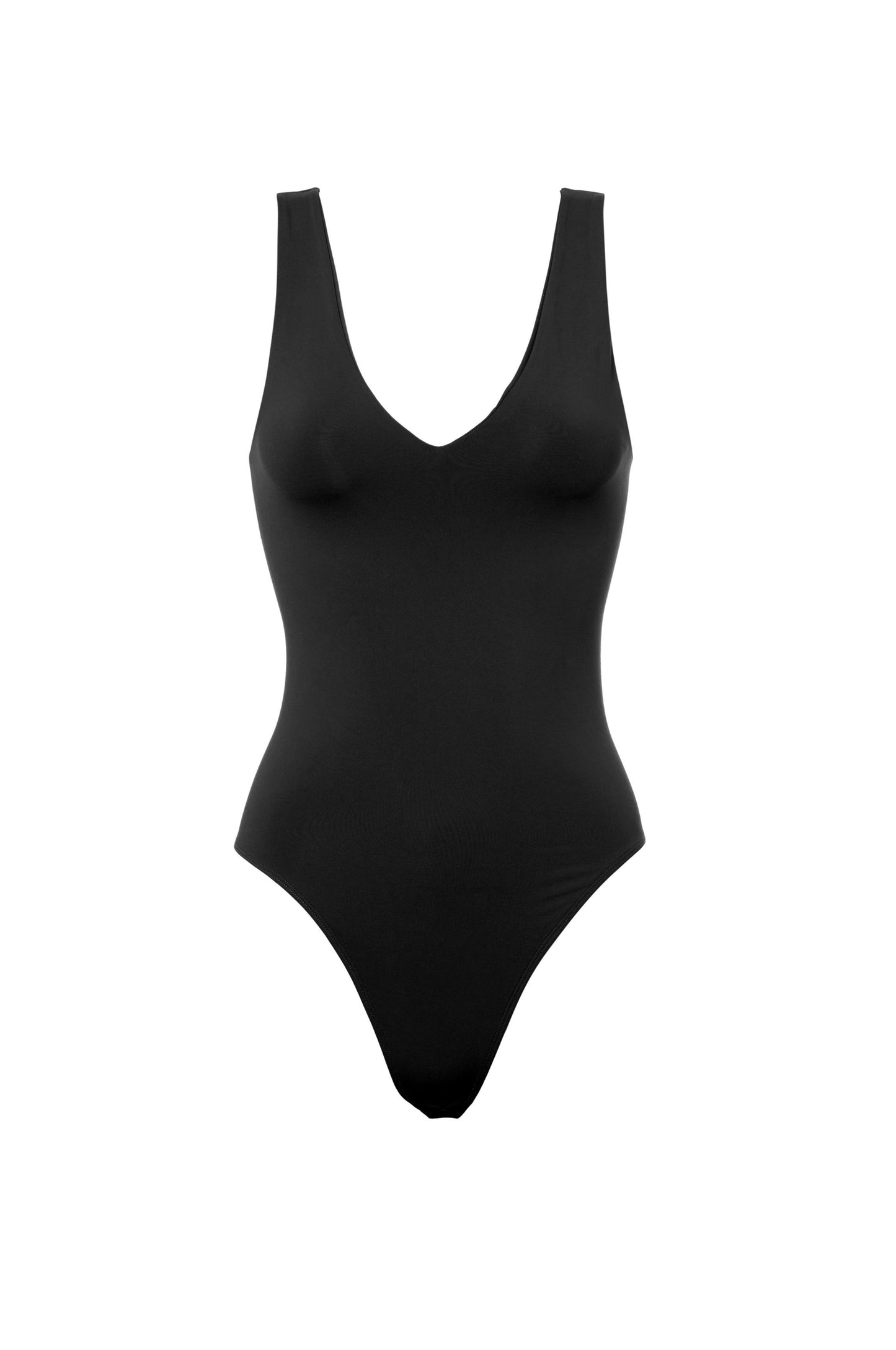 Seamless V-Neck Bodysuit | BLACK