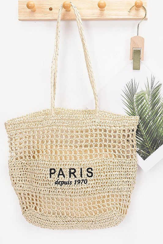 PARIS Straw Tote Bag | IVORY