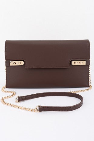 Vegan Leather Clutch Bag | CHOCOLATE