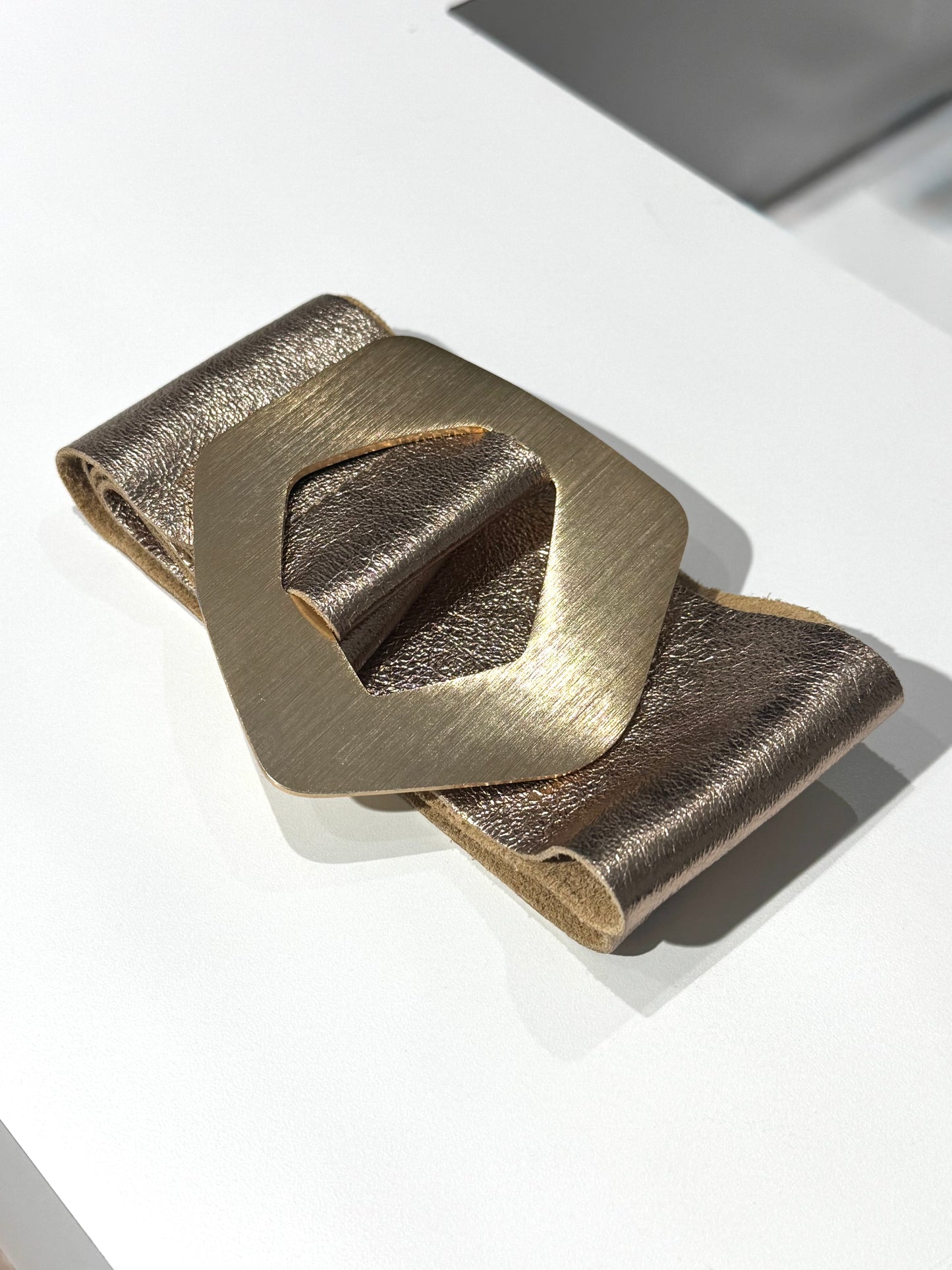 Statement Buckle Italian Belt | GOLD