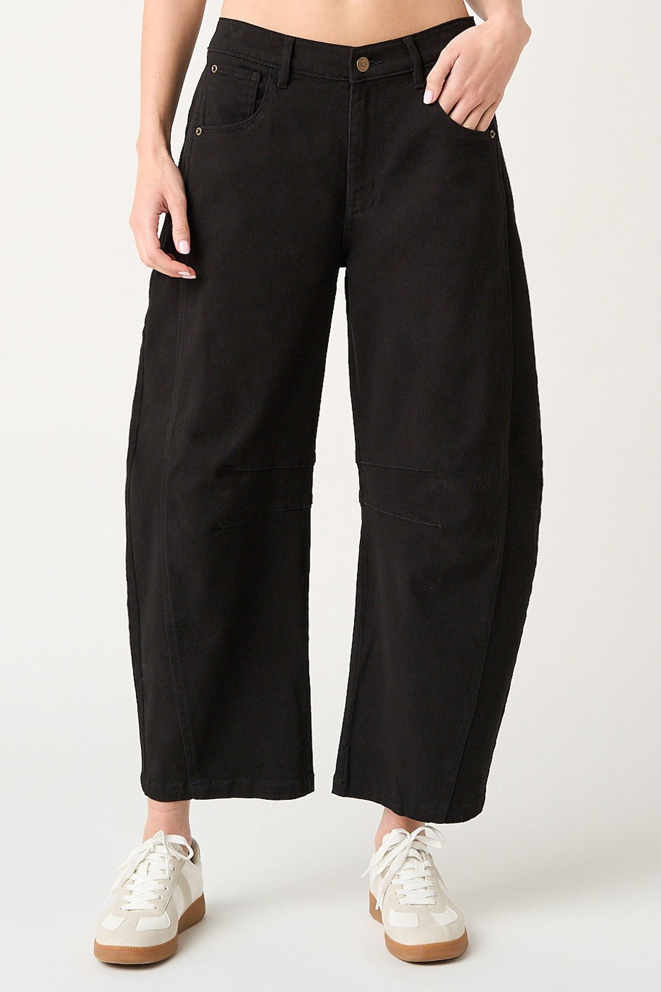 Black Denim Barrel Jean