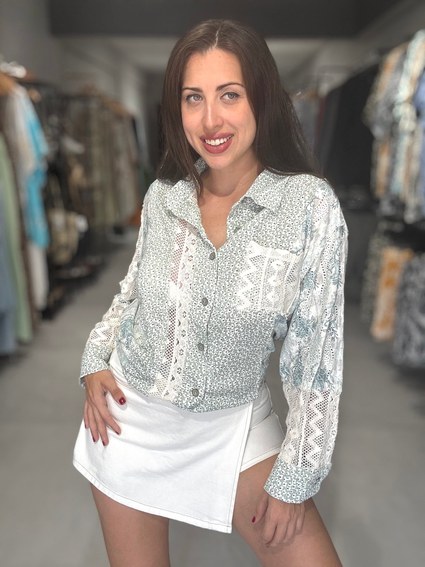 Sage Multi Print Blouse
