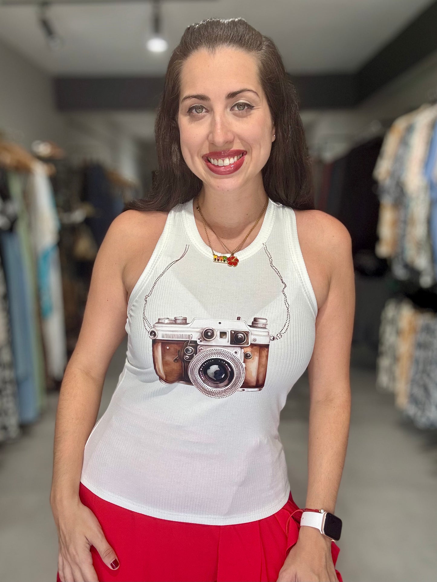 DtMF Camera Tank Top | WHITE