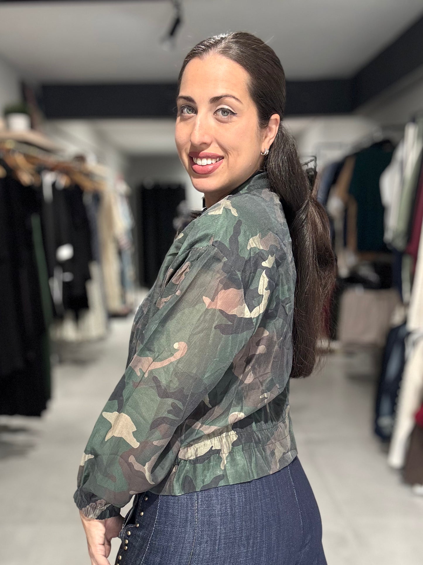 Camo Print Tercel Jacket | GREEN
