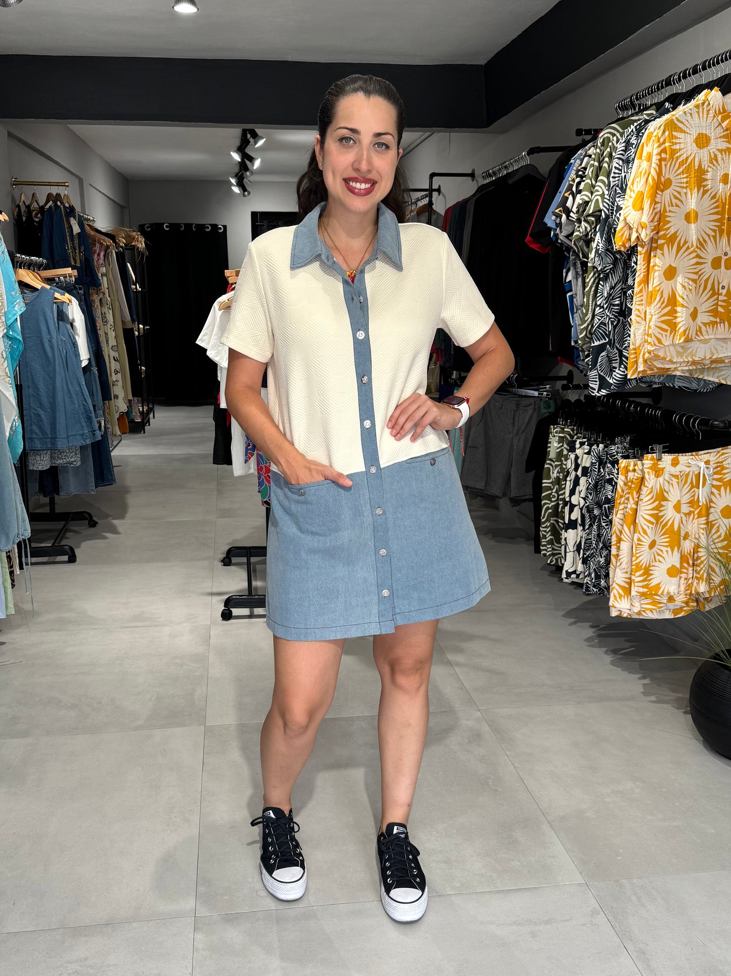 Denim Detail Dress | CREAM