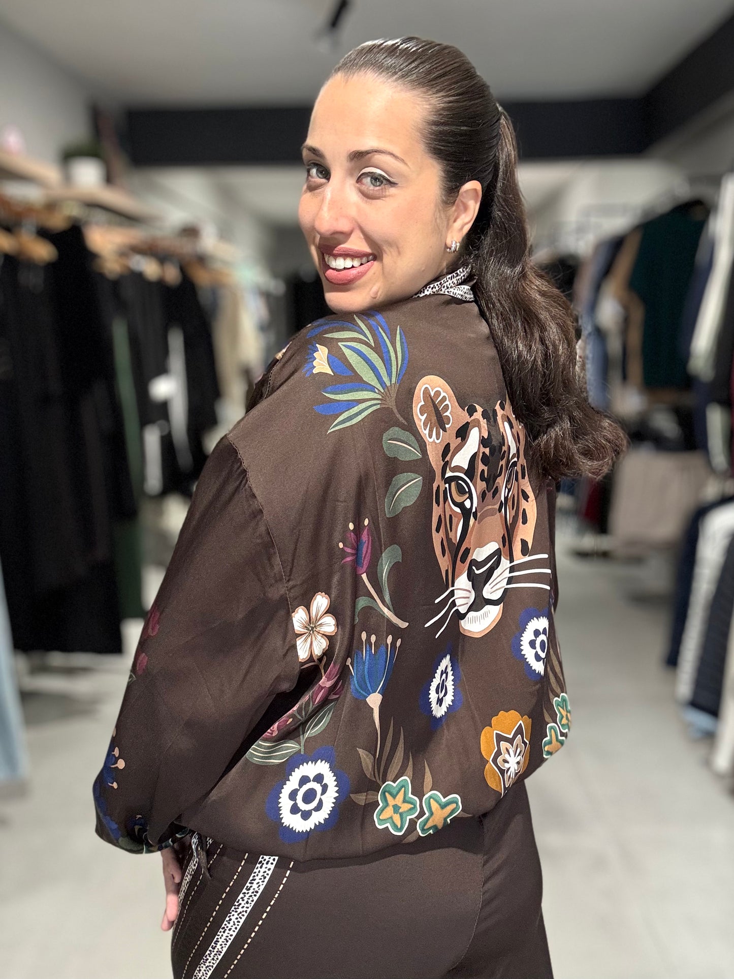 Botanical Leopard Jacket | CHOCOLATE