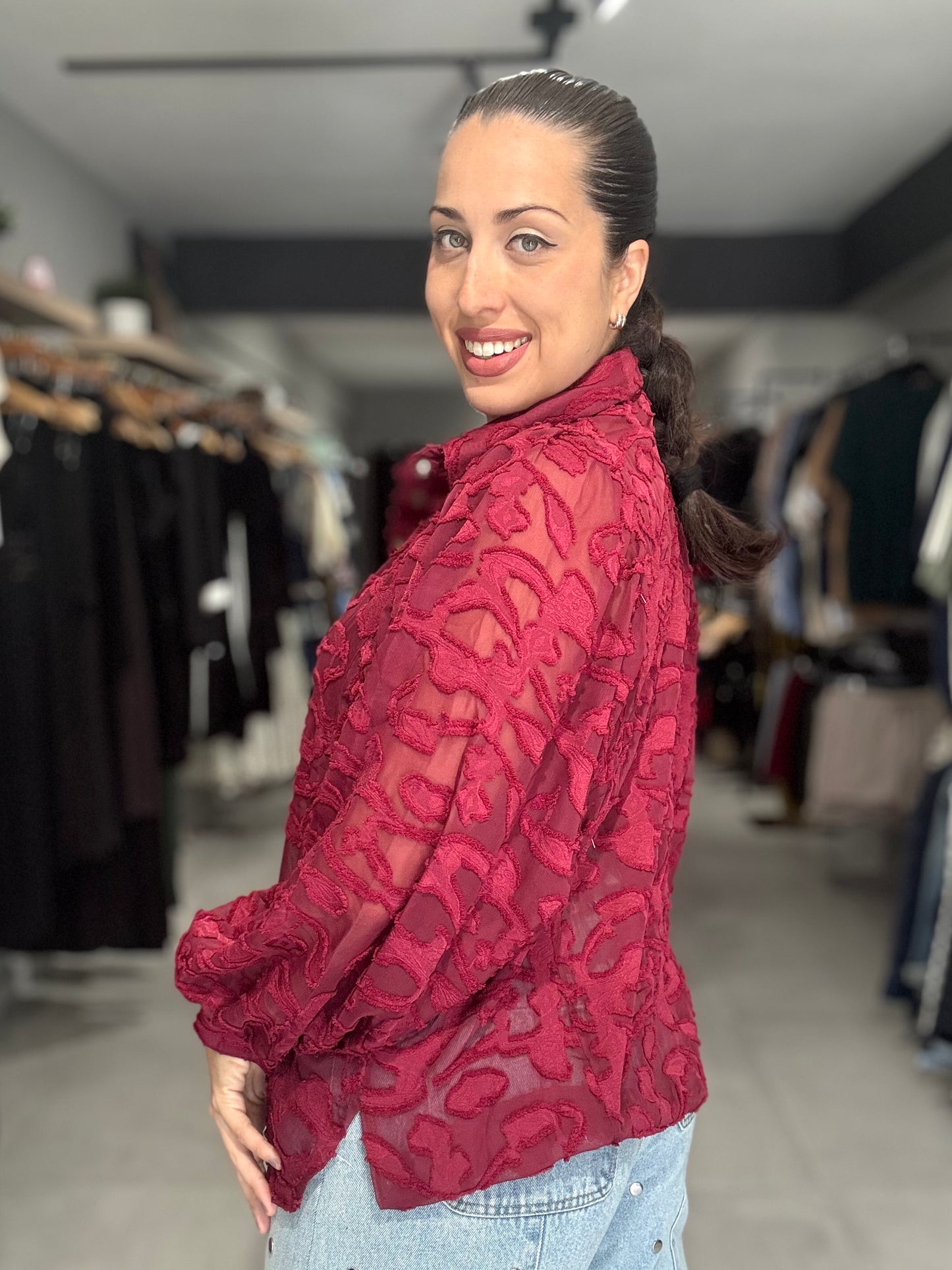 Sevilla Blouse | BURGUNDY