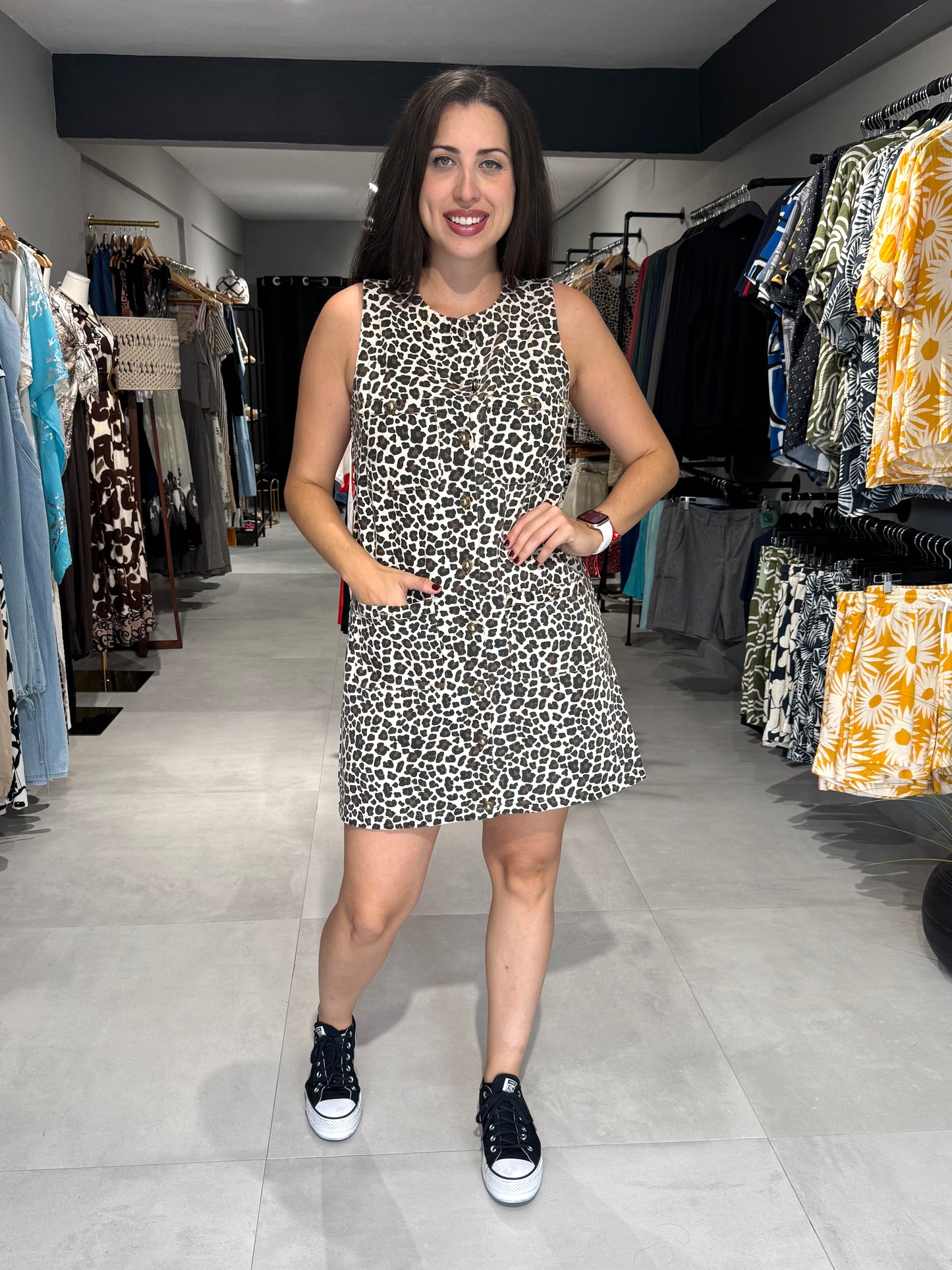 Leopard Denim Dress