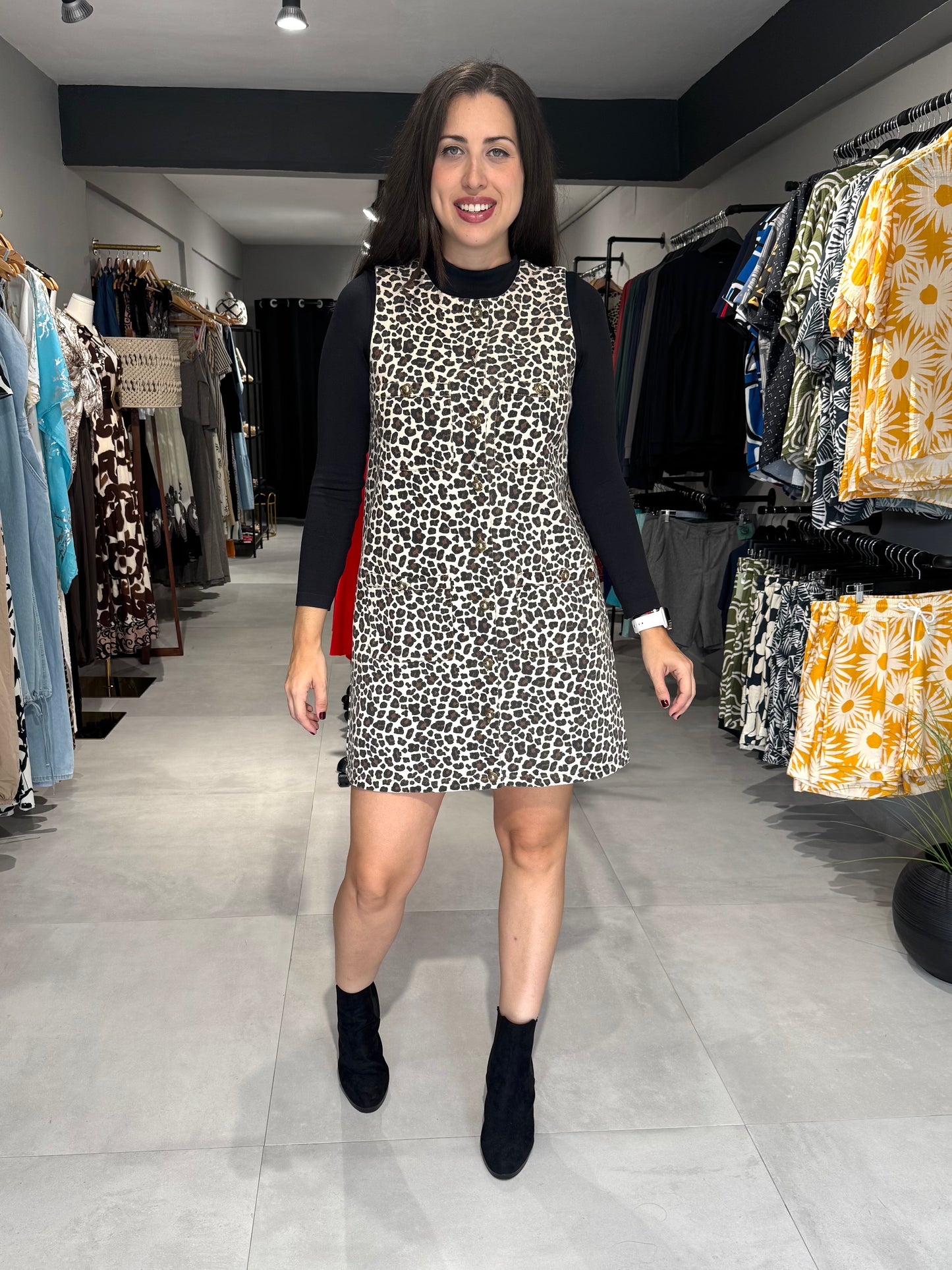 Leopard Denim Dress