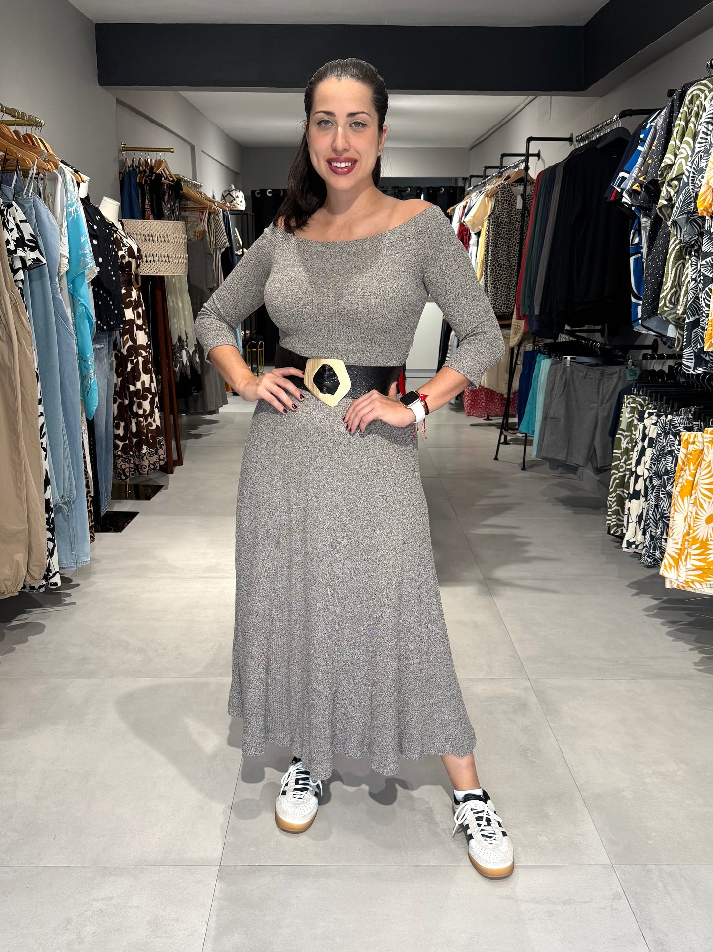 Fall Off Shoulder Dress | GREY