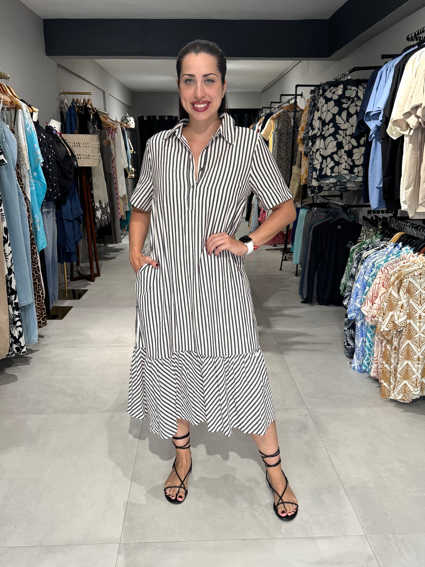 Autumn Stripes Midi Dress
