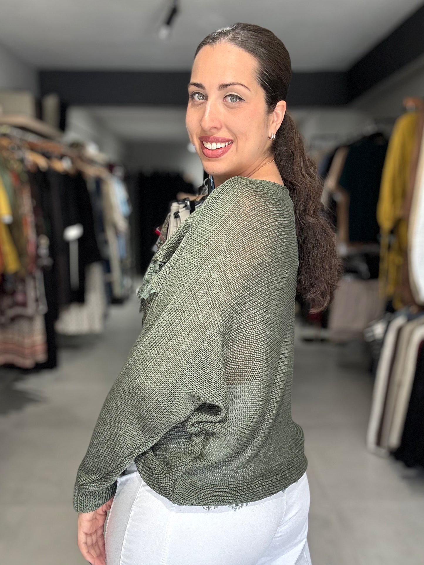 Lace Trim Knit Sweater | OLIVE