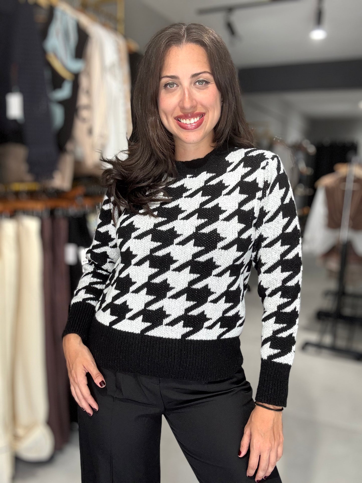 Houndstooth Pullover Sweater