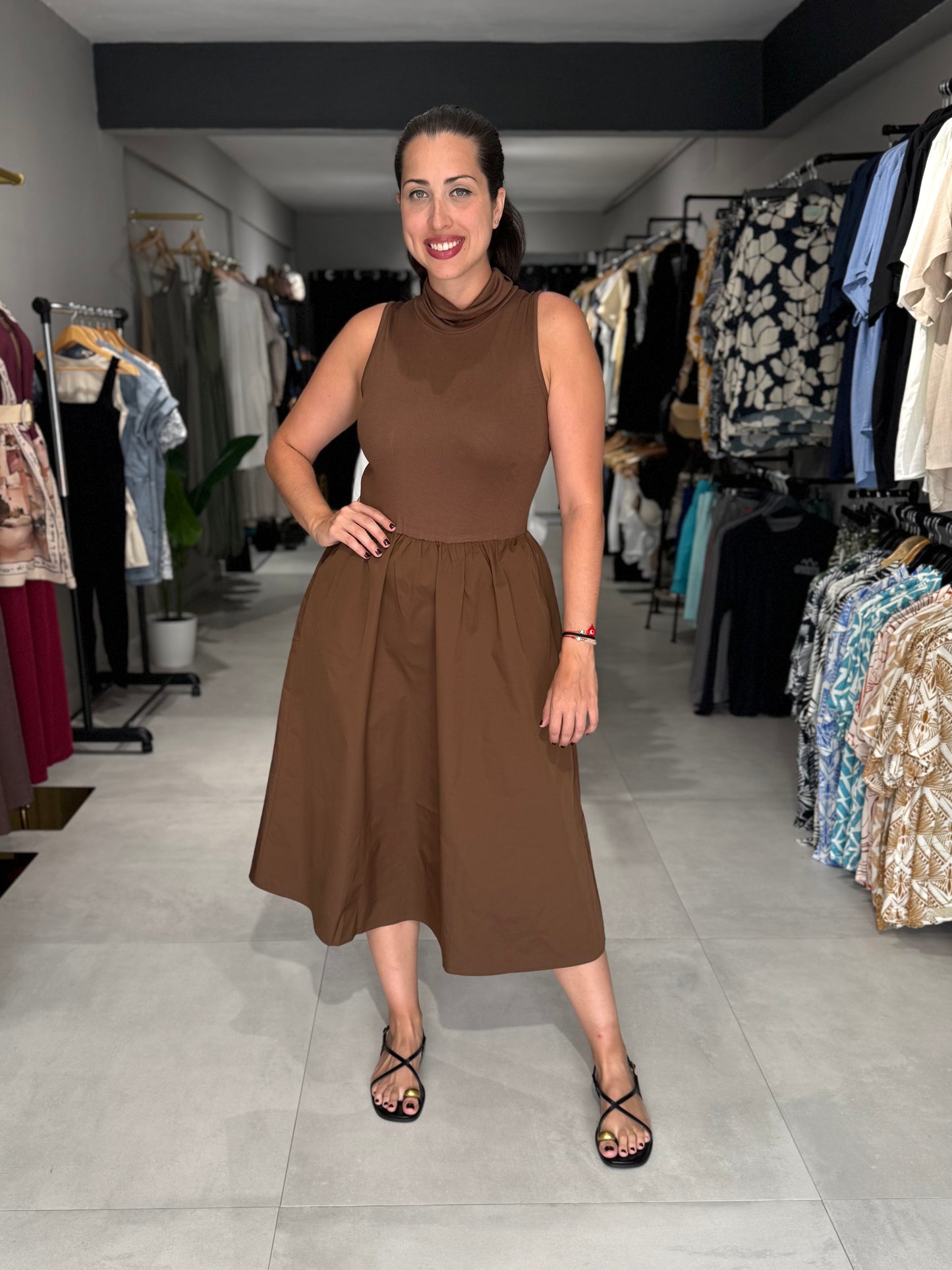 Aria Midi Dress | CHOCOLATE
