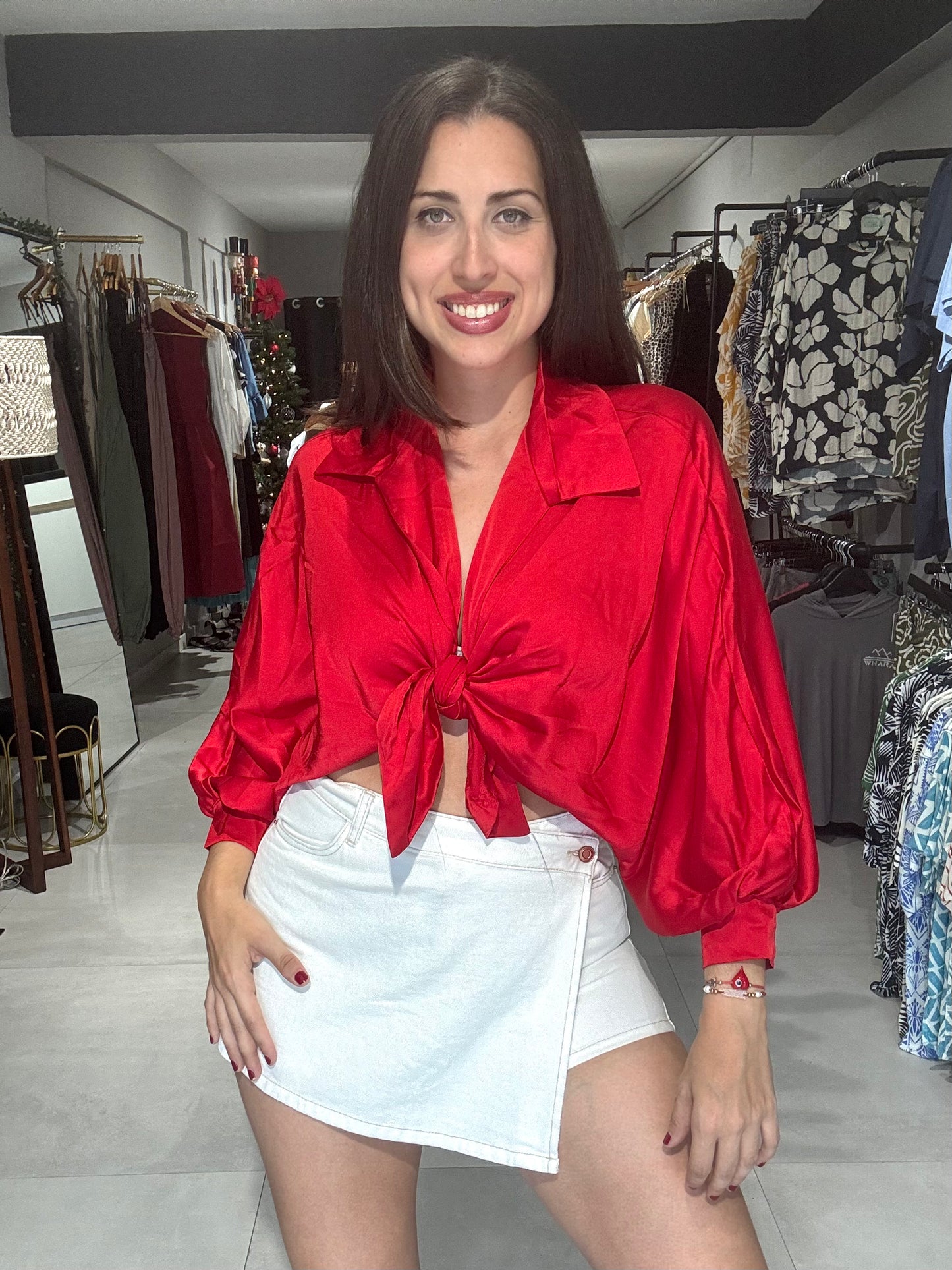 PRE ORDER | Marbella Satin Blouse | RED