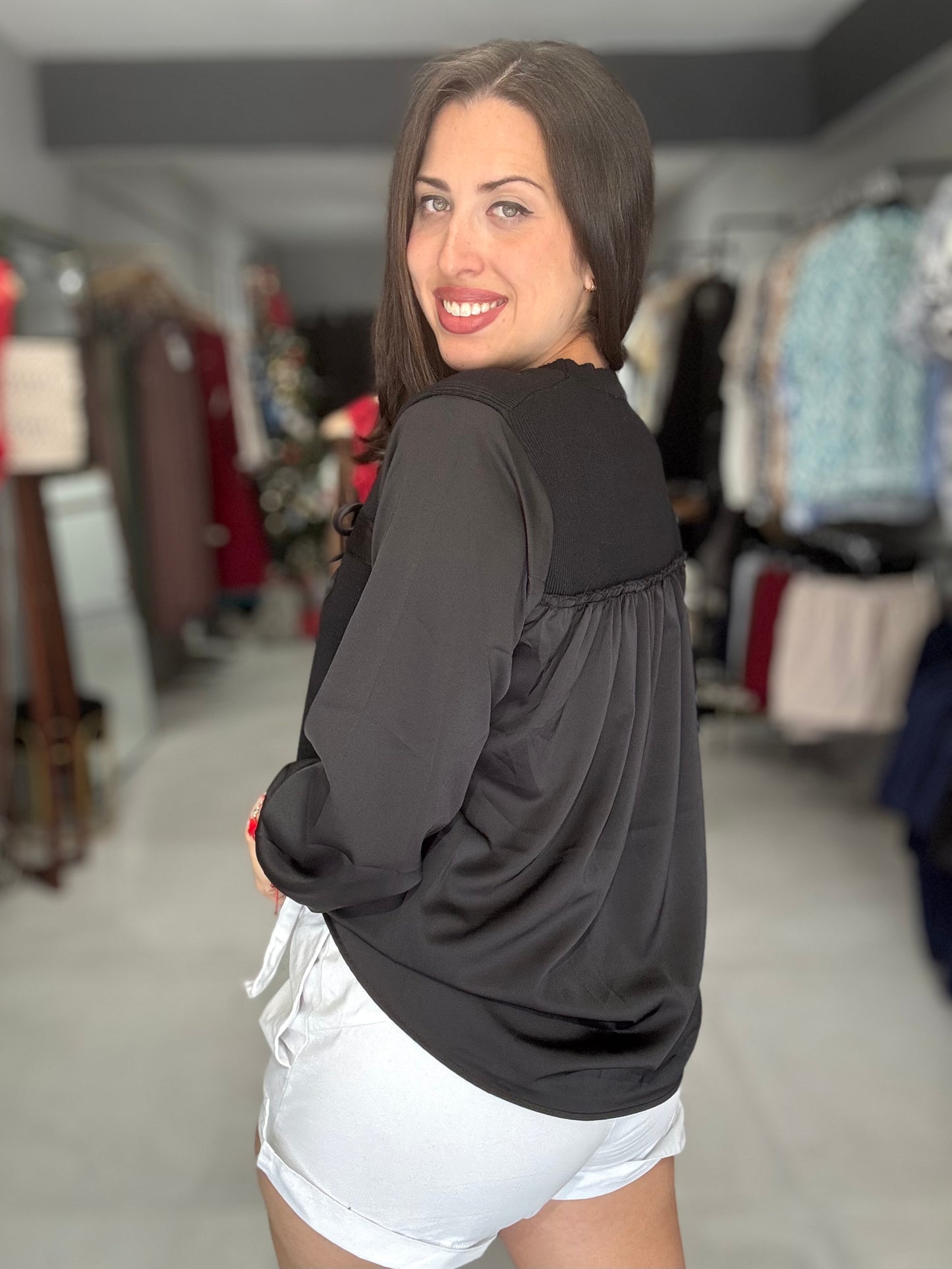 Aspen Sweater Blouse | BLACK