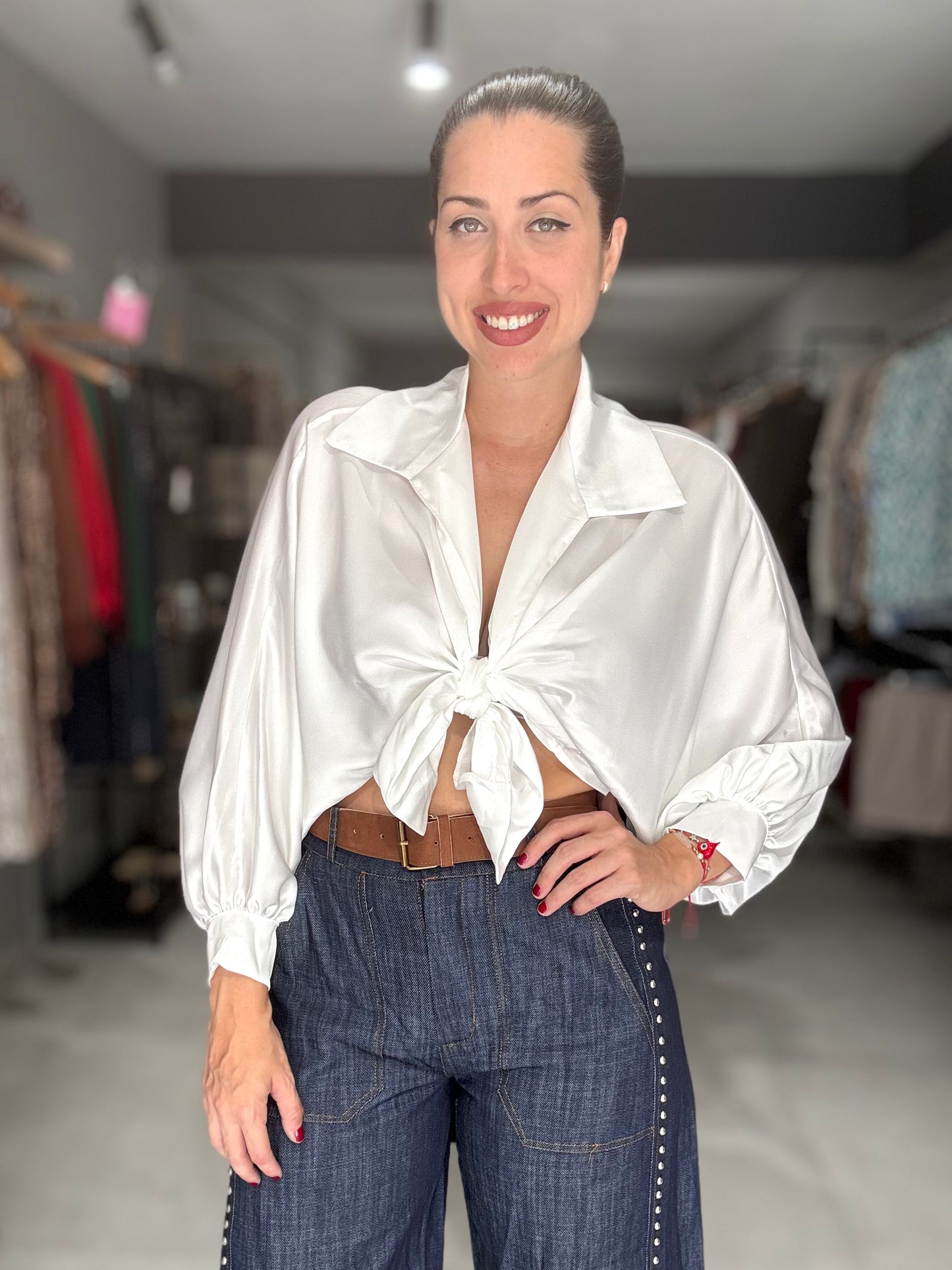 Marbella Satin Blouse | WHITE