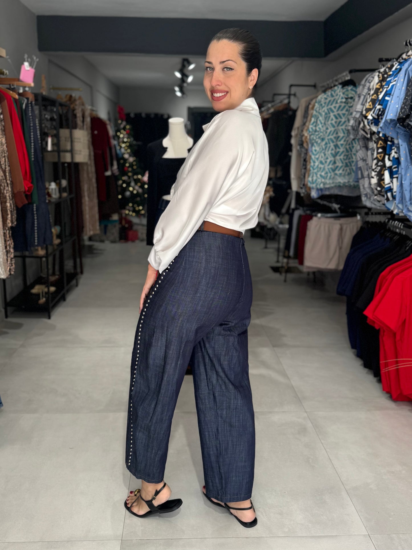 PRE ORDER | Studded Denim Barrel Jean