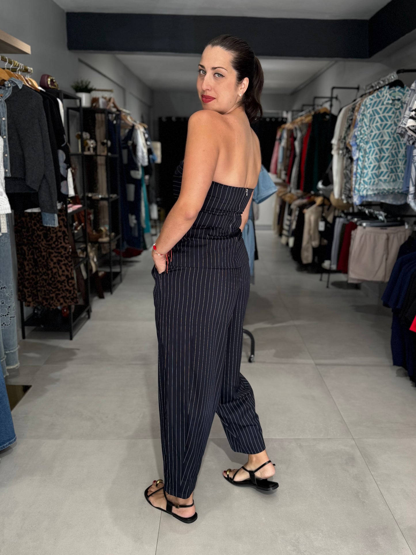 Navy Pin Stripe Set