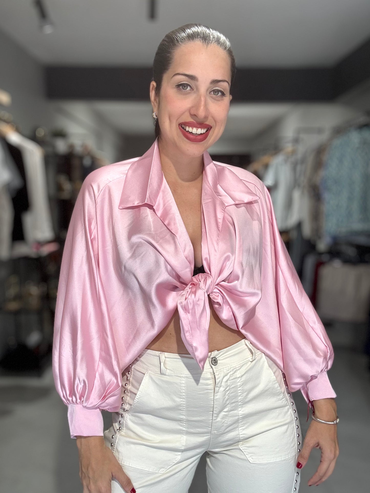 Marbella Satin Blouse | SOFT PINK
