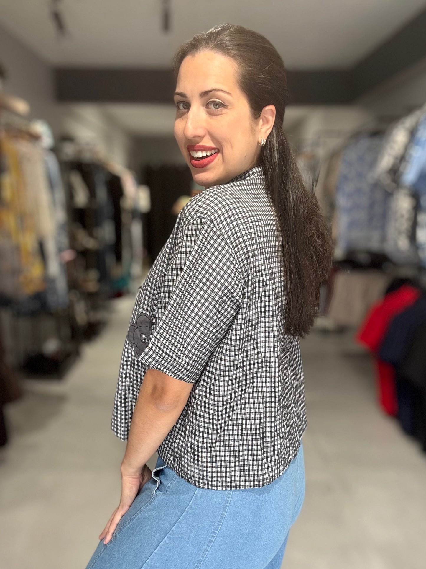 PRE ORDER | Spring Gingham Blouse | BLACK