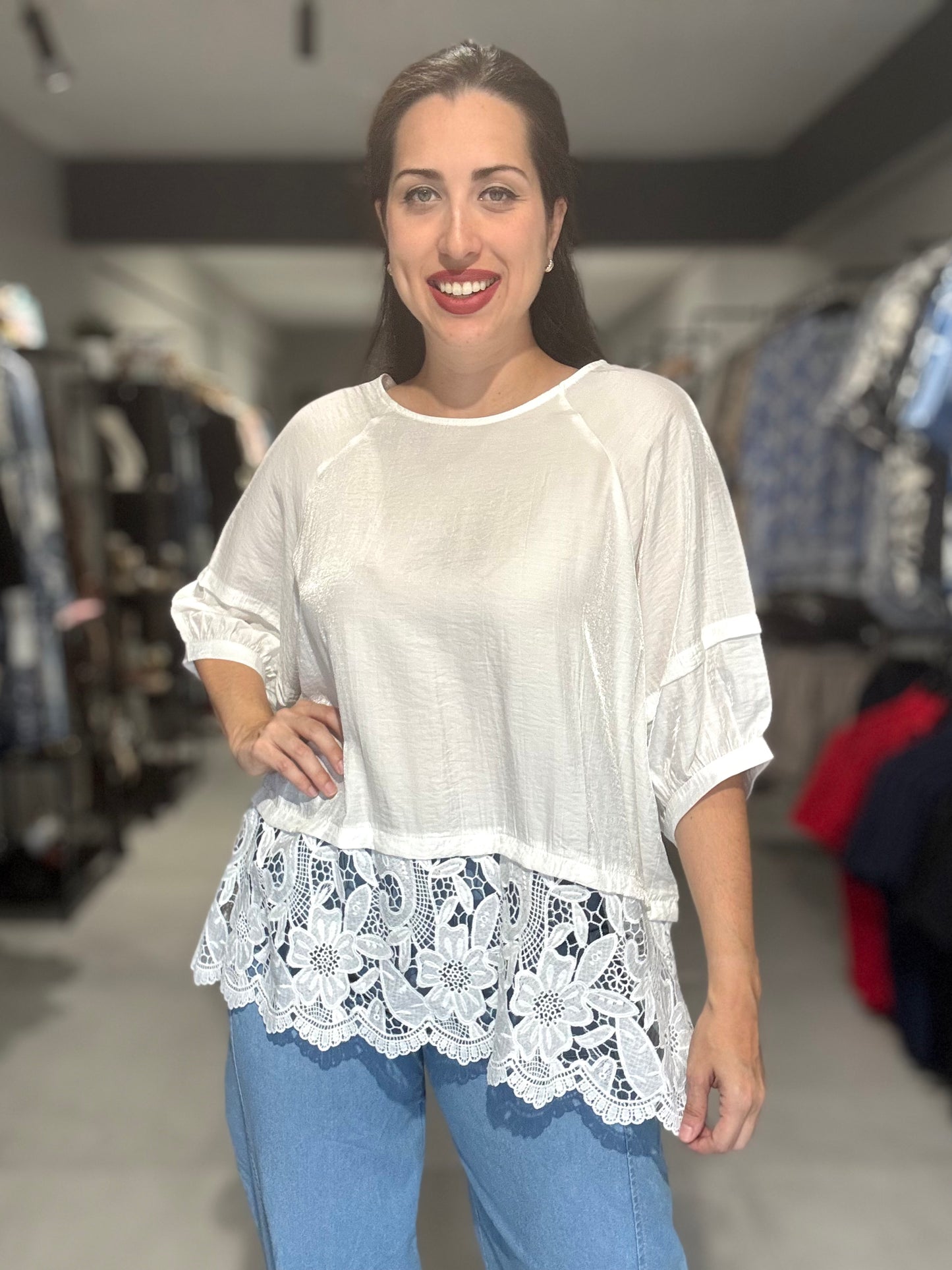 PRE ORDER | Bella Lace Tunic Blouse | WHITE