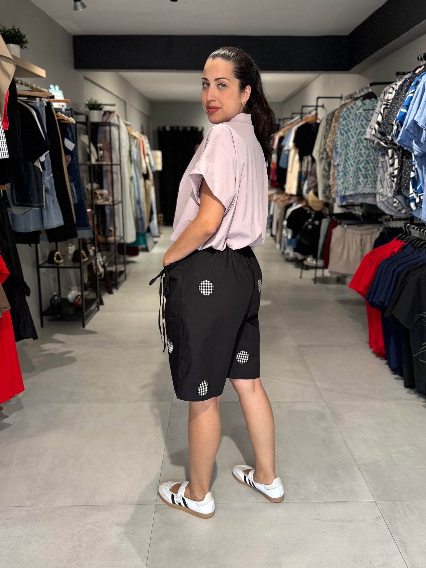 Gingham Dots Bermuda Pant