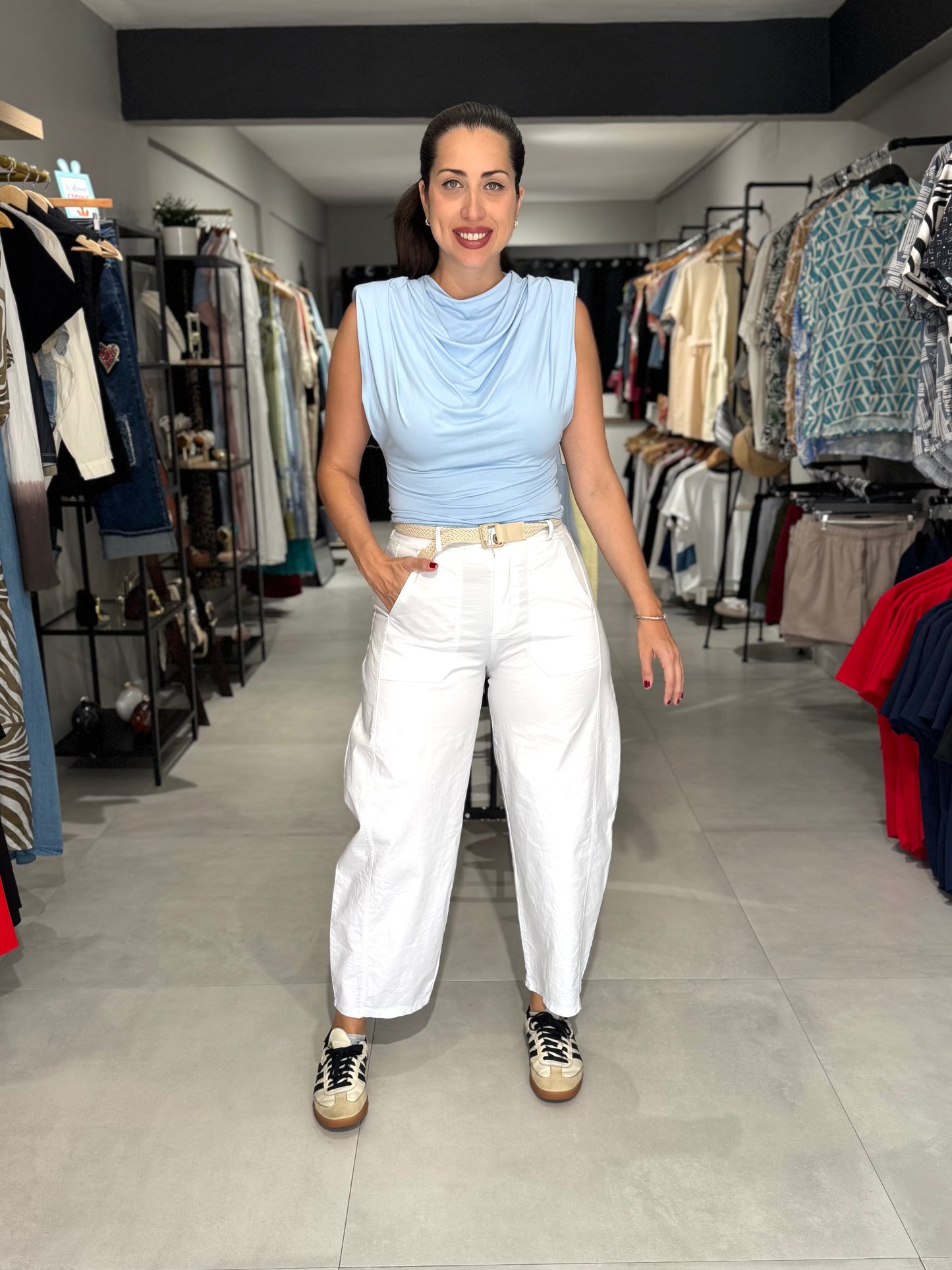 Summer in Rome Barrel Pant | WHITE