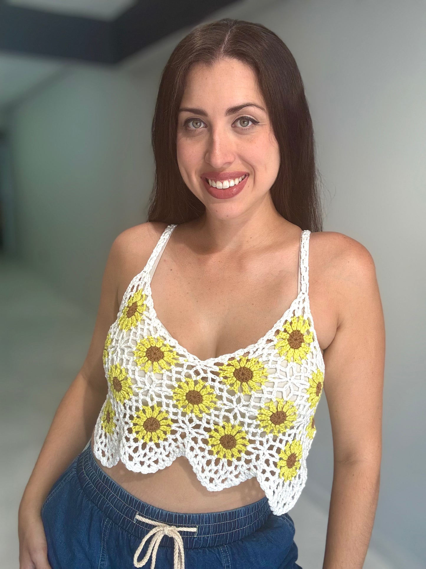 Sunflower Crochet Crop Top