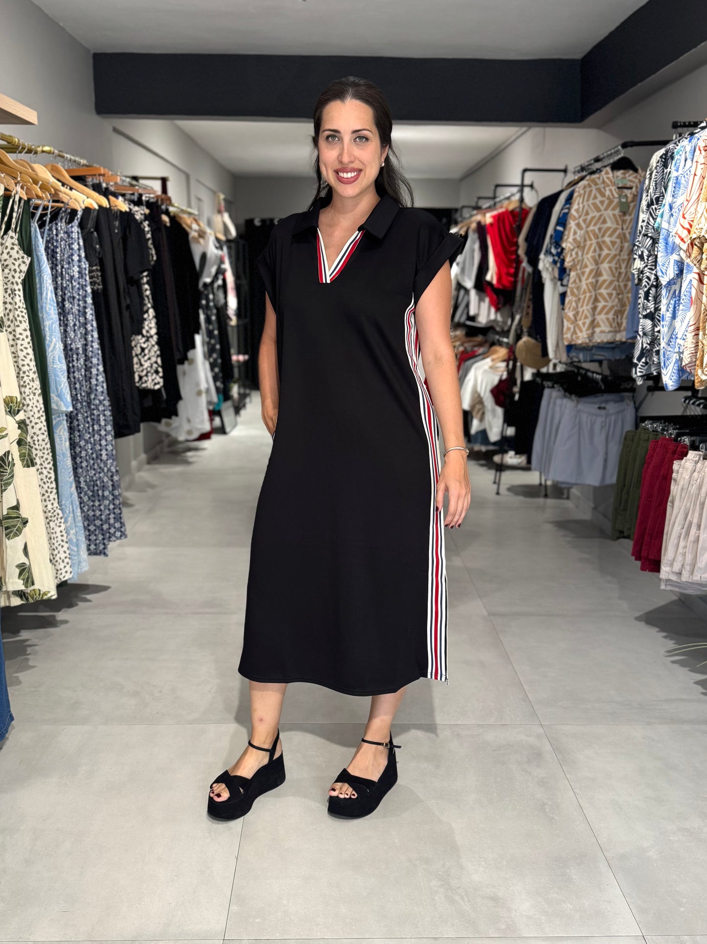 Side Stripes Midi Dress