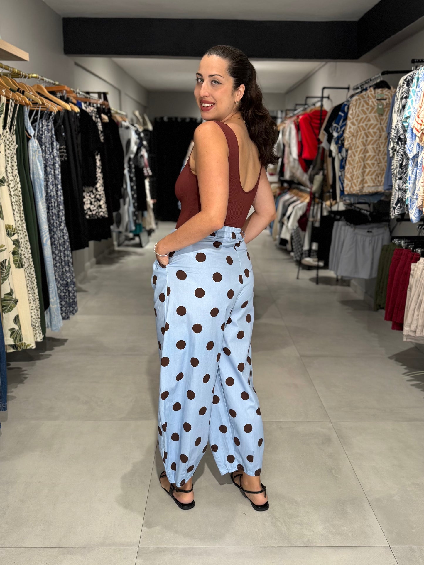 PRE ORDER | Polka Dot Barrel Pant | SKY BLUE