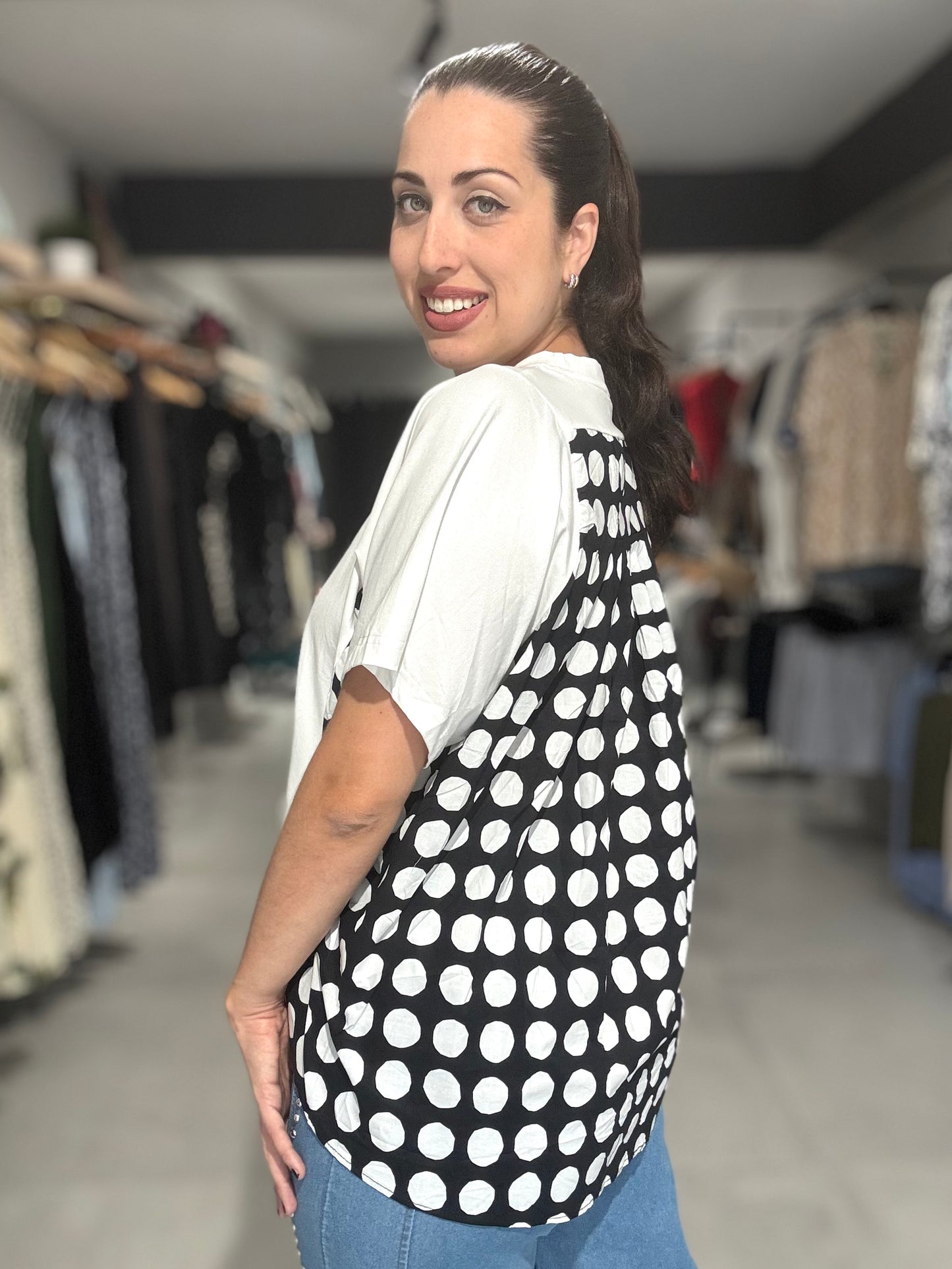 Madrid Dots Tee Blouse | WHITE