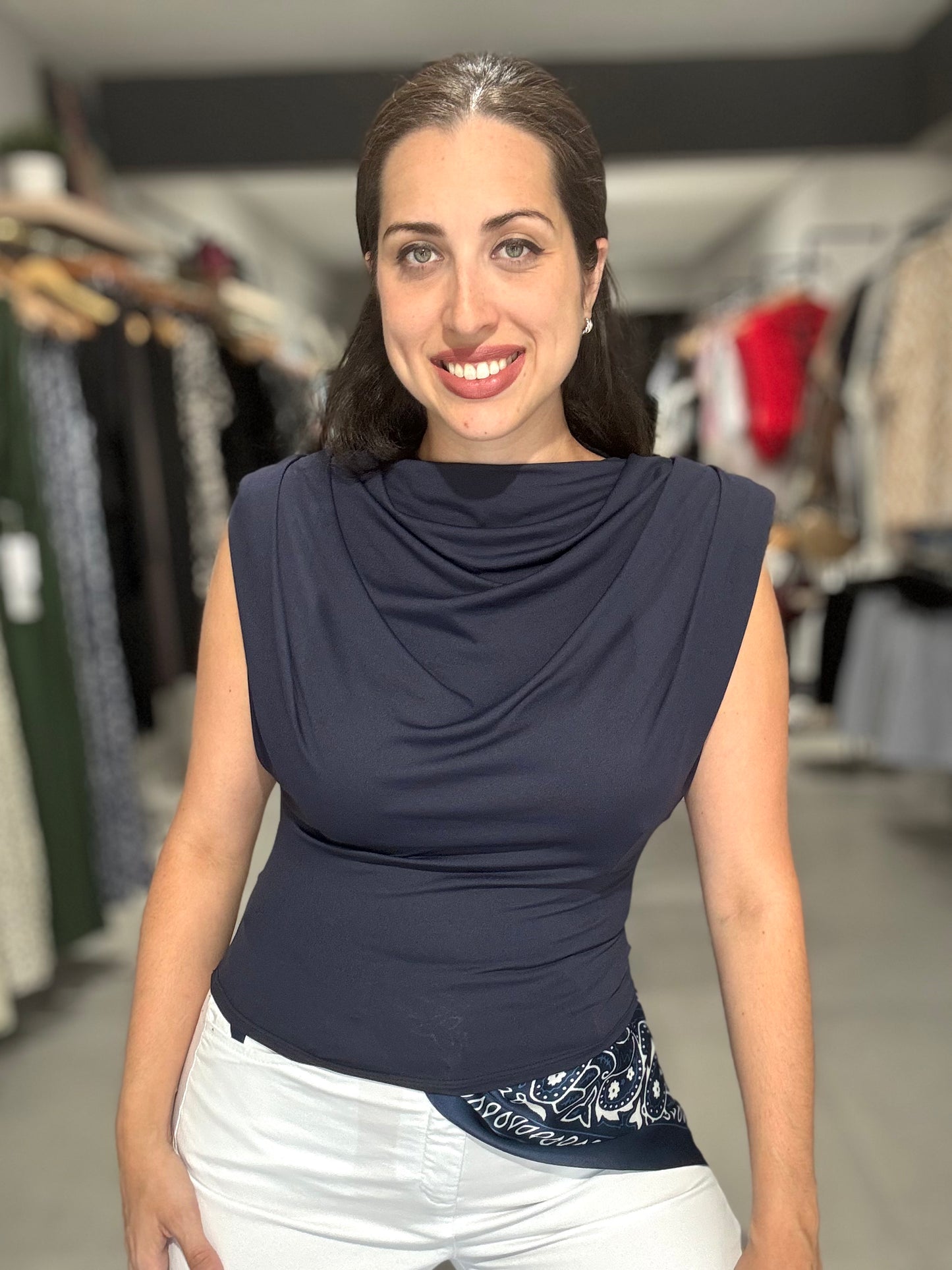 Timeless Draped Blouse | NAVY