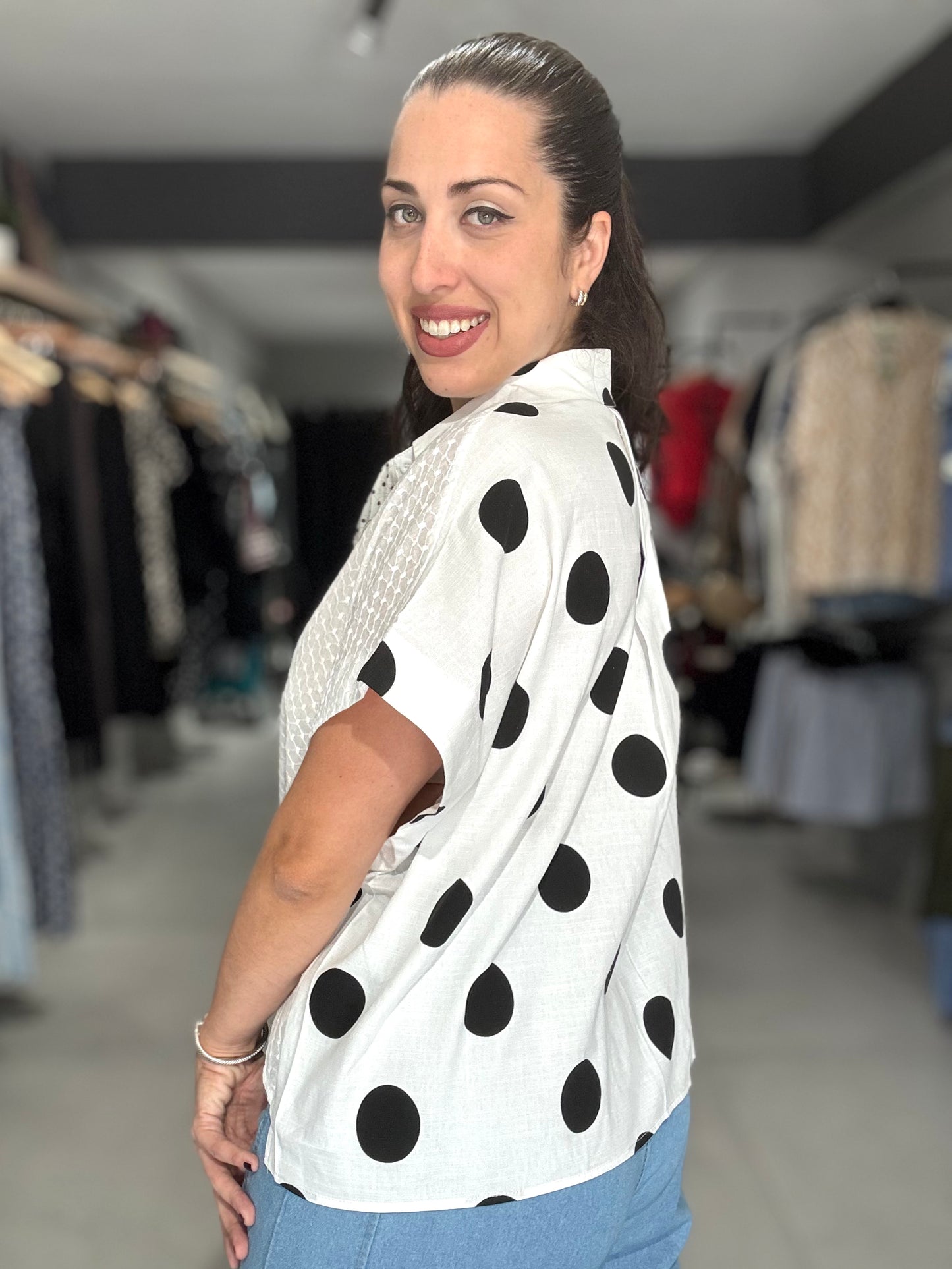 Half Dots Blouse | WHITE