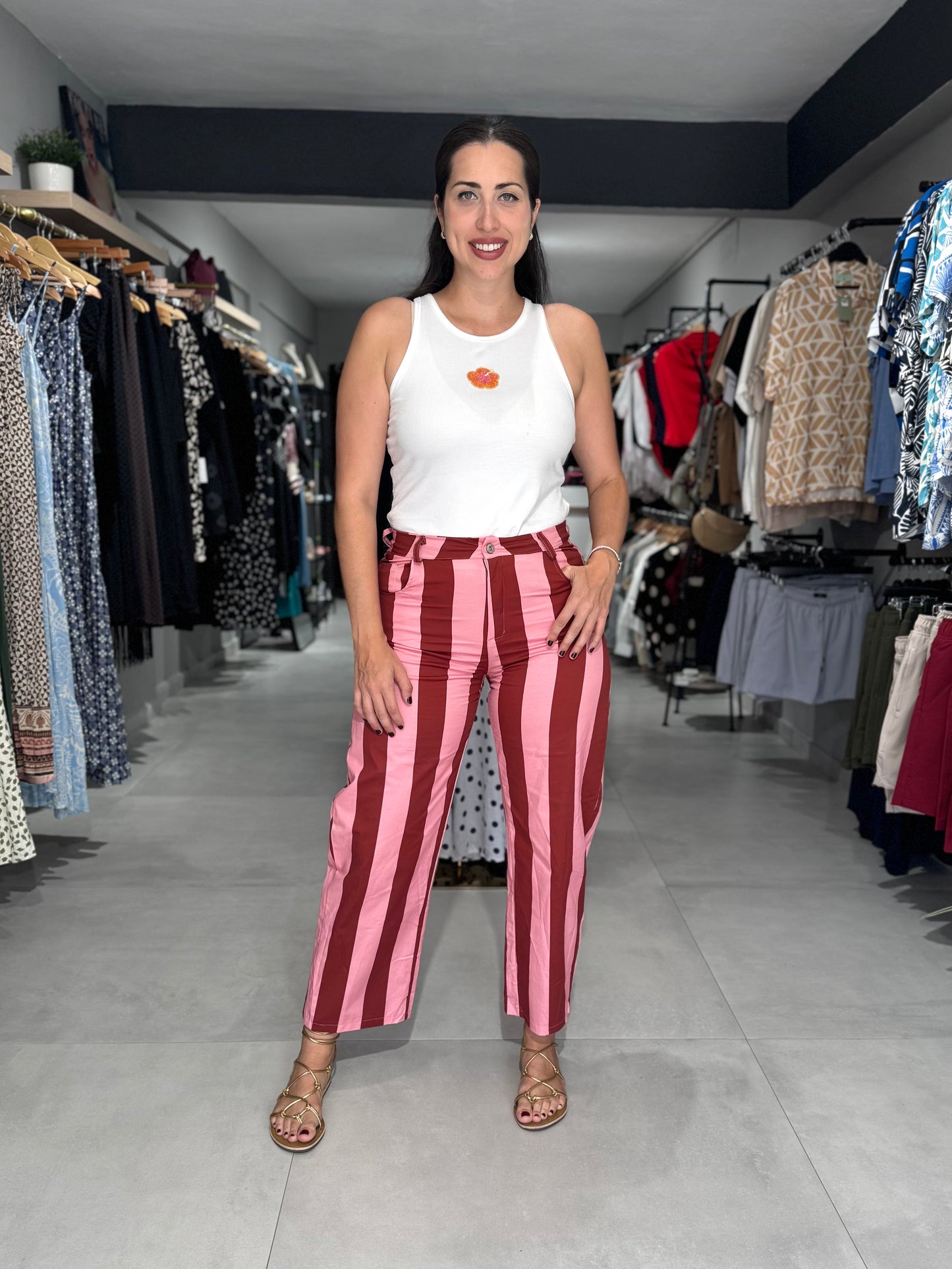 Colorful Stripes Pant | PINK & BURGUNDY