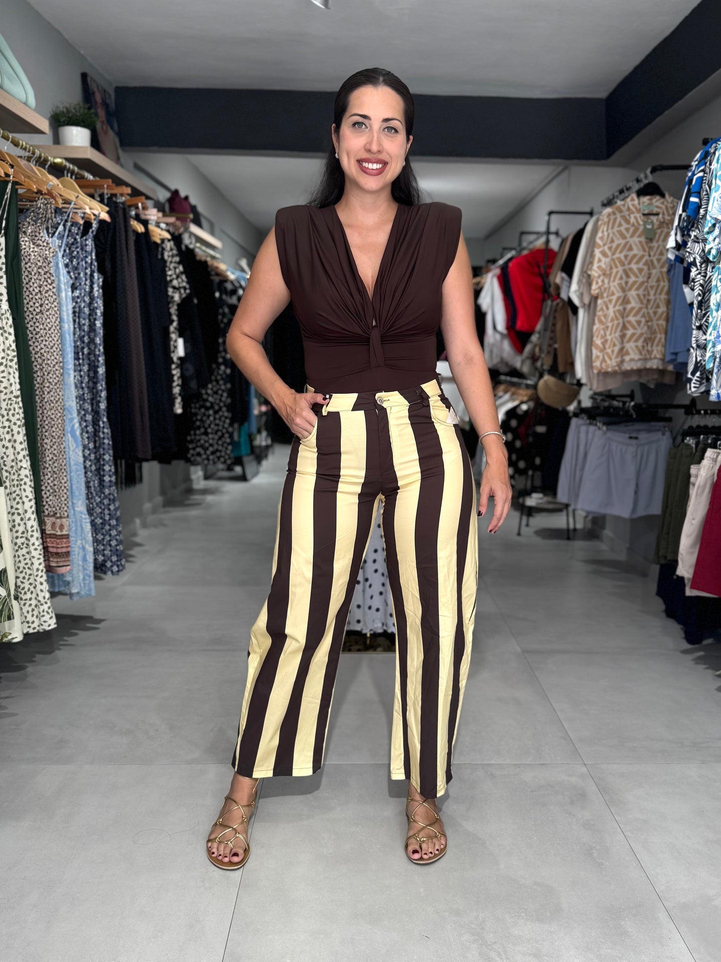 Colorful Stripes Pant | YELLOW & CHOCOLATE