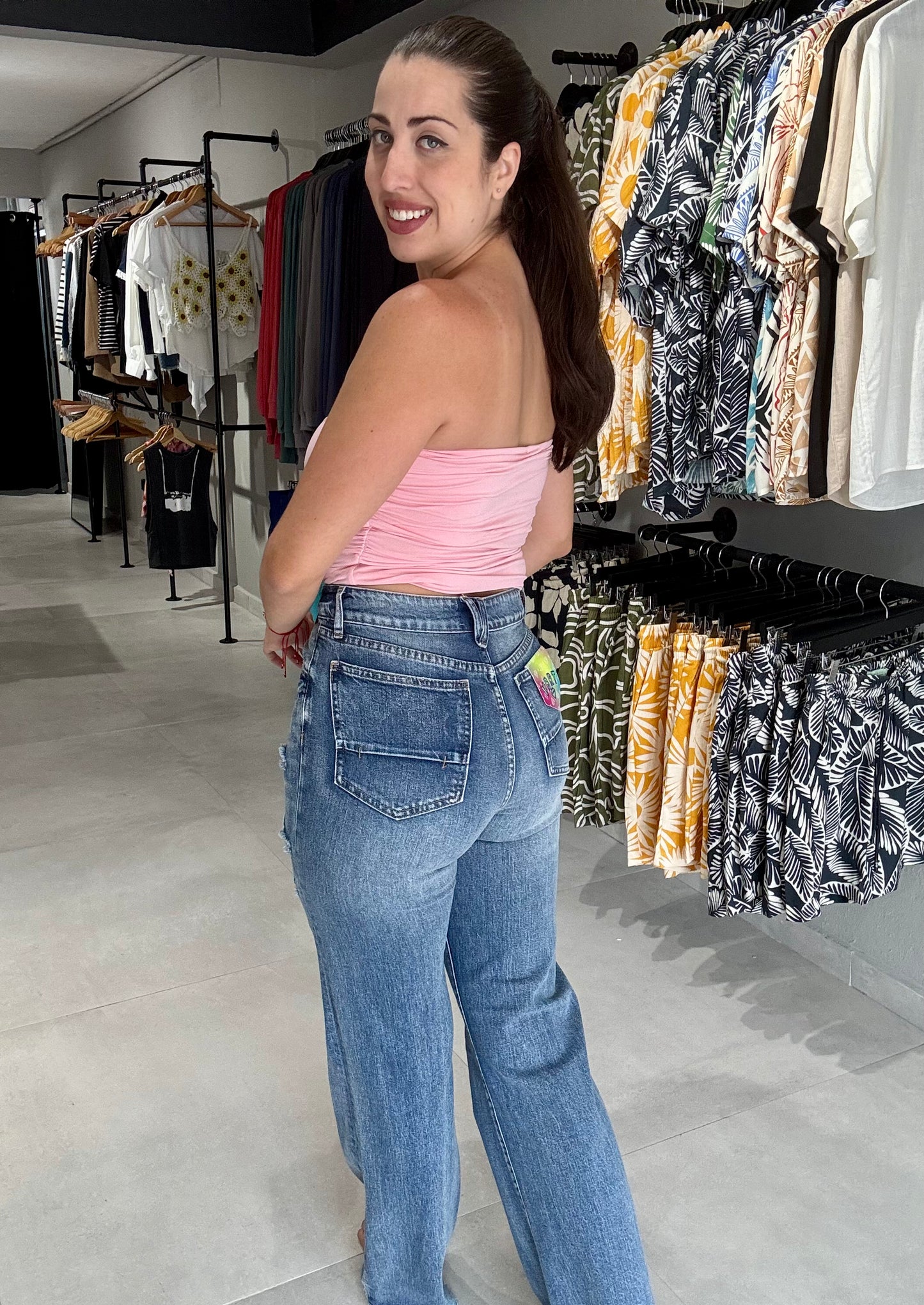 Abdominal Support Straight Jeans