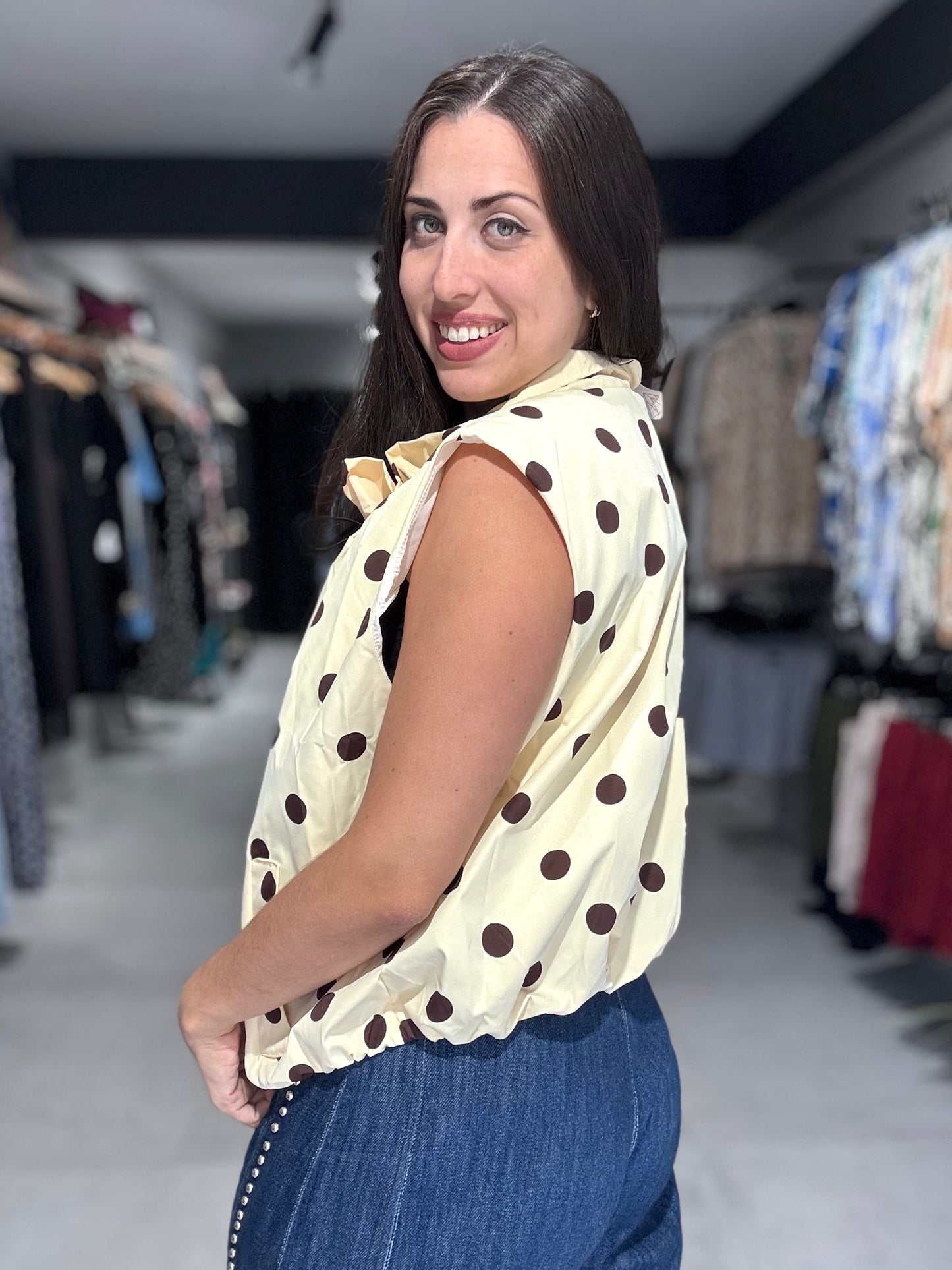 Polka Dot Bomber Vest | BUTTER YELLOW