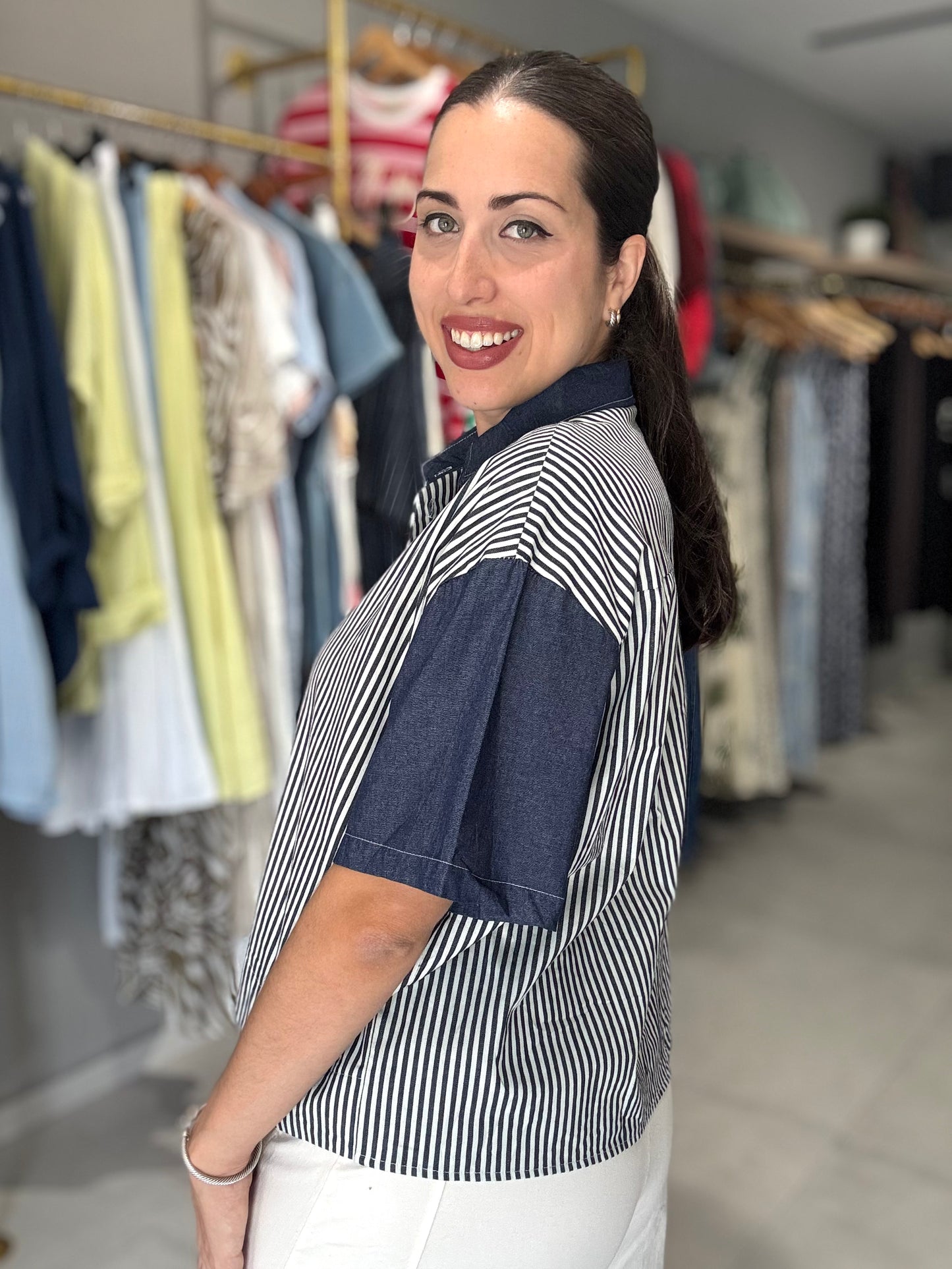 Stripes Blouse | DARK DENIM