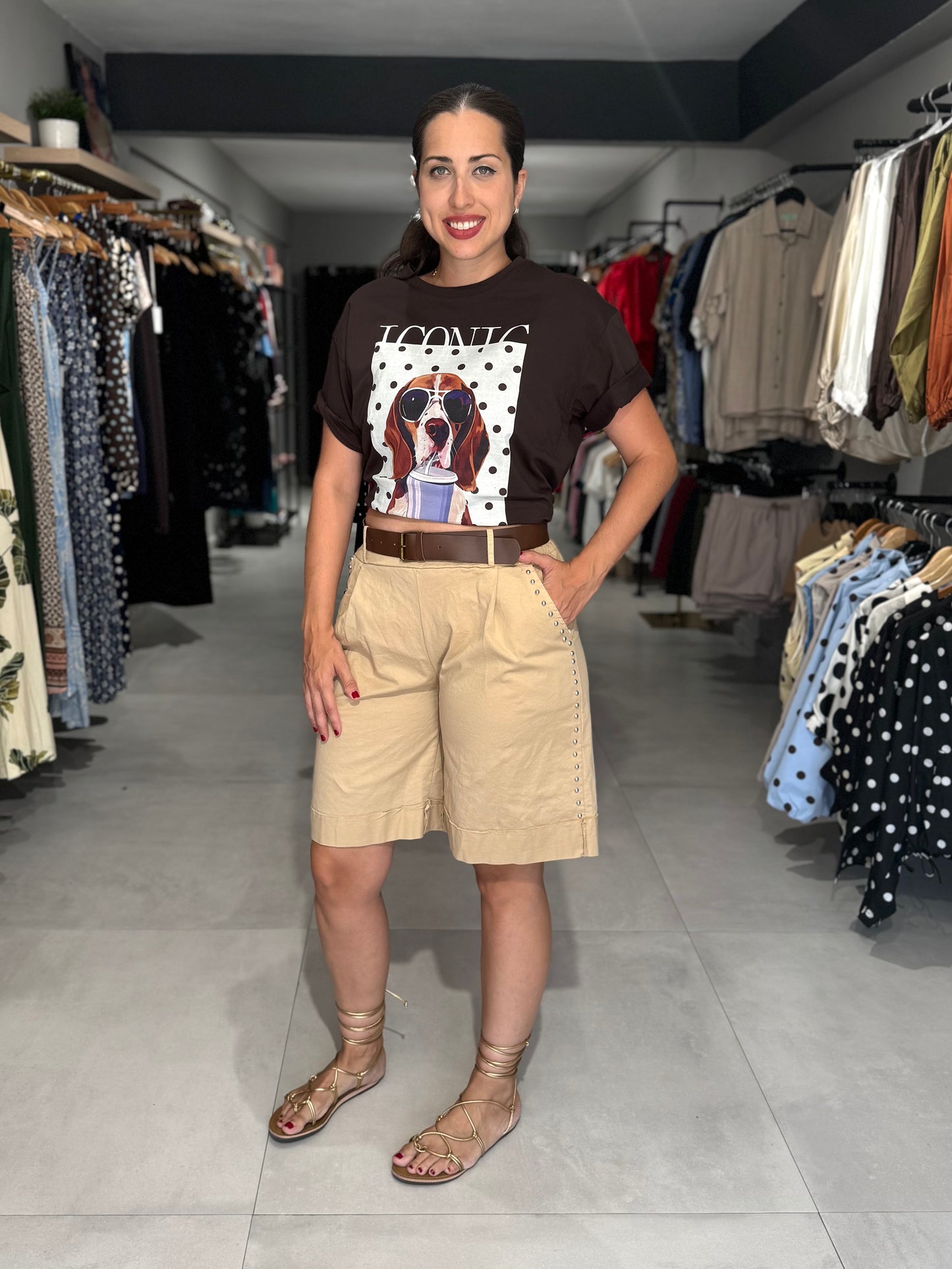 Studded Autumn Jort | BEIGE
