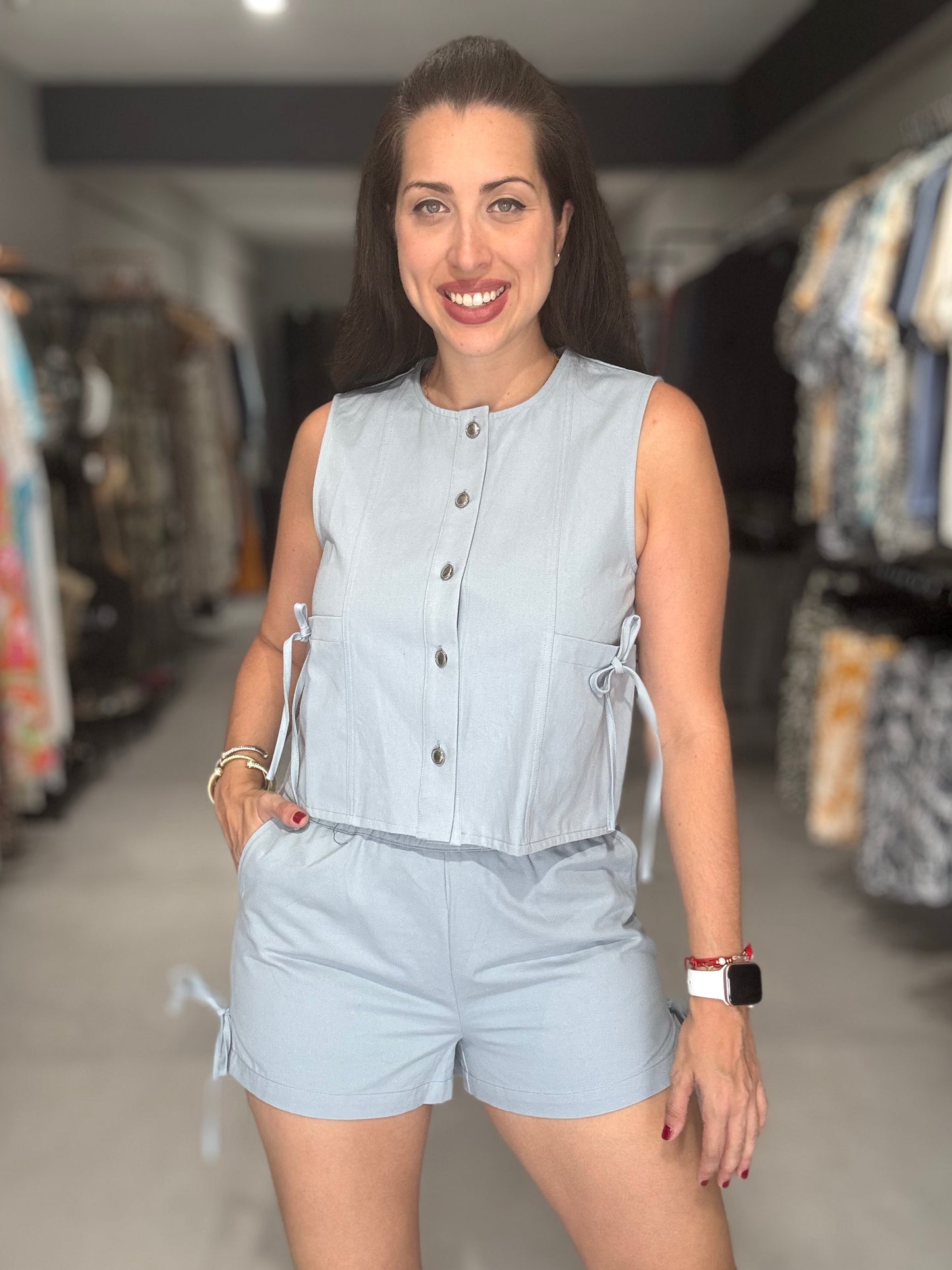 Denim Vest Top & Short Set