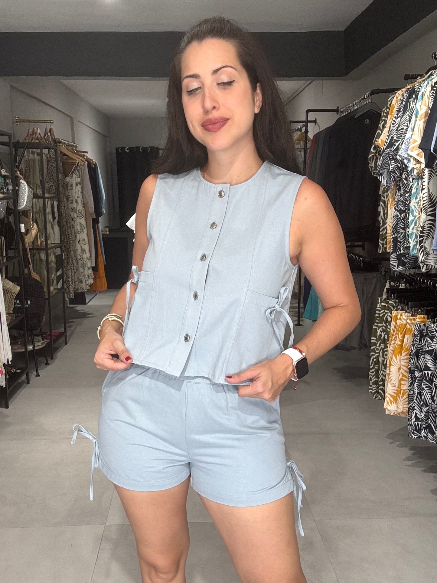 Denim Vest Top & Short Set