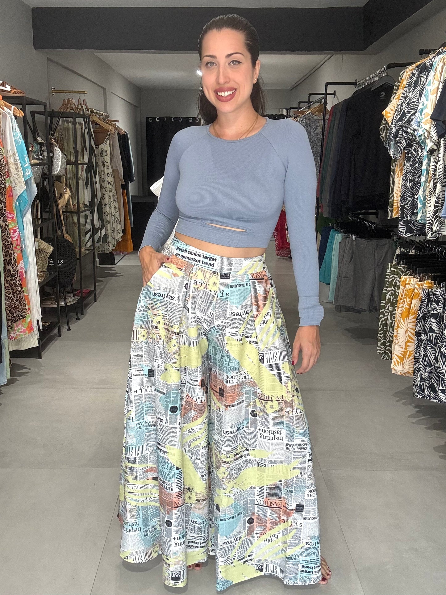 Newspaper Splash Palazzo Pant