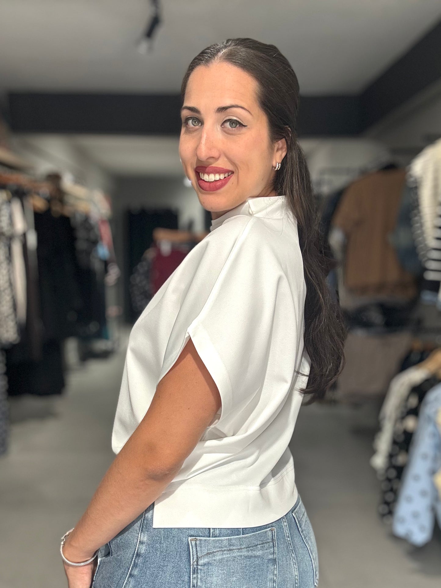 Mock Neck Blouse | WHITE