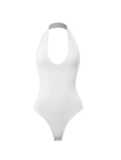 Double Layer Halter Neck Bodysuit | WHITE