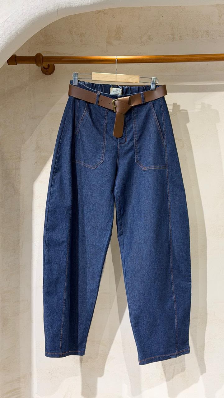 Dark Denim Barrel Pant