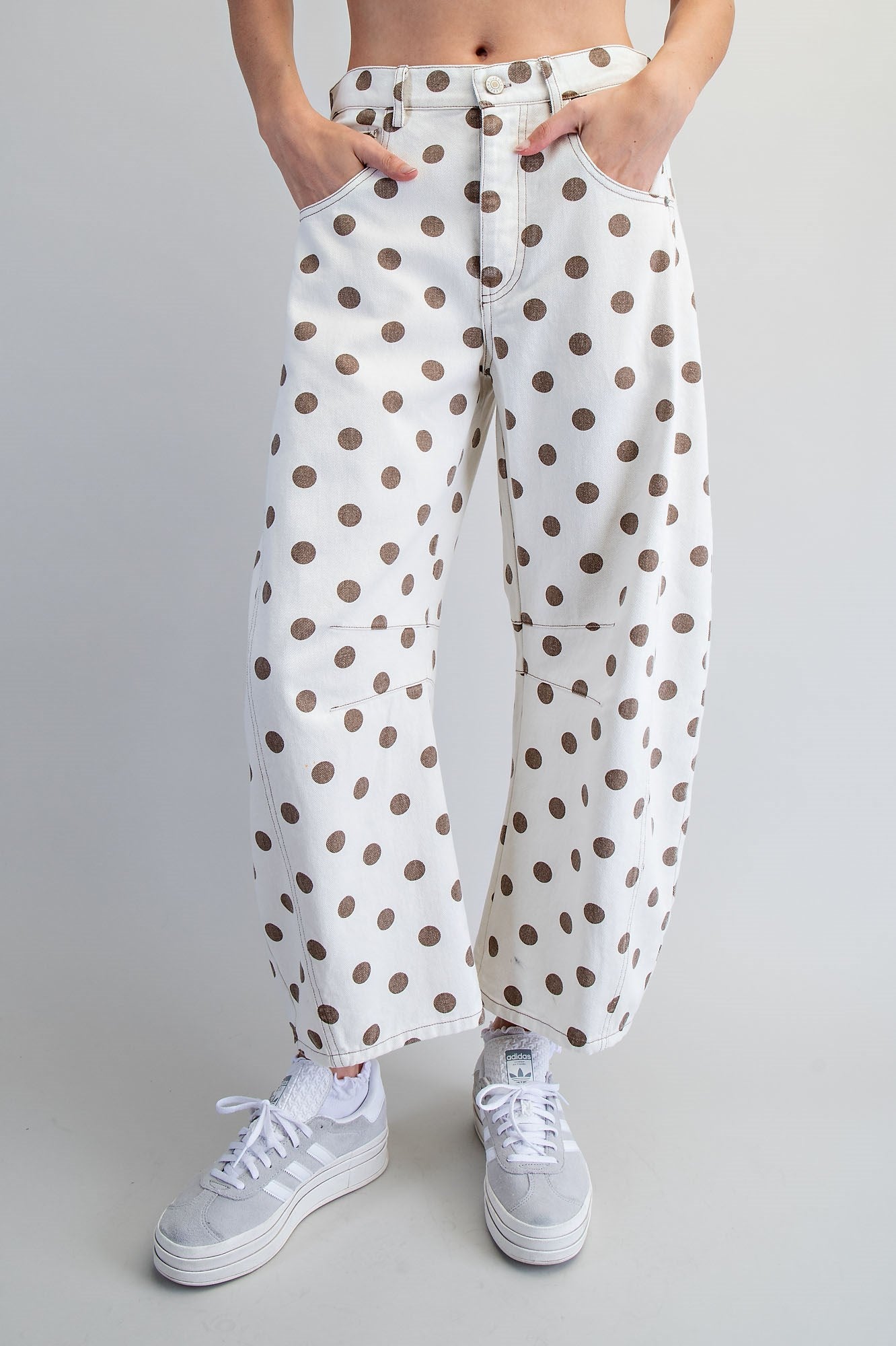 Mineral Washed Polka Dot Barrel Pants