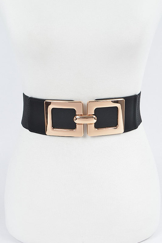 Two Square Buckle Belt | BLACK