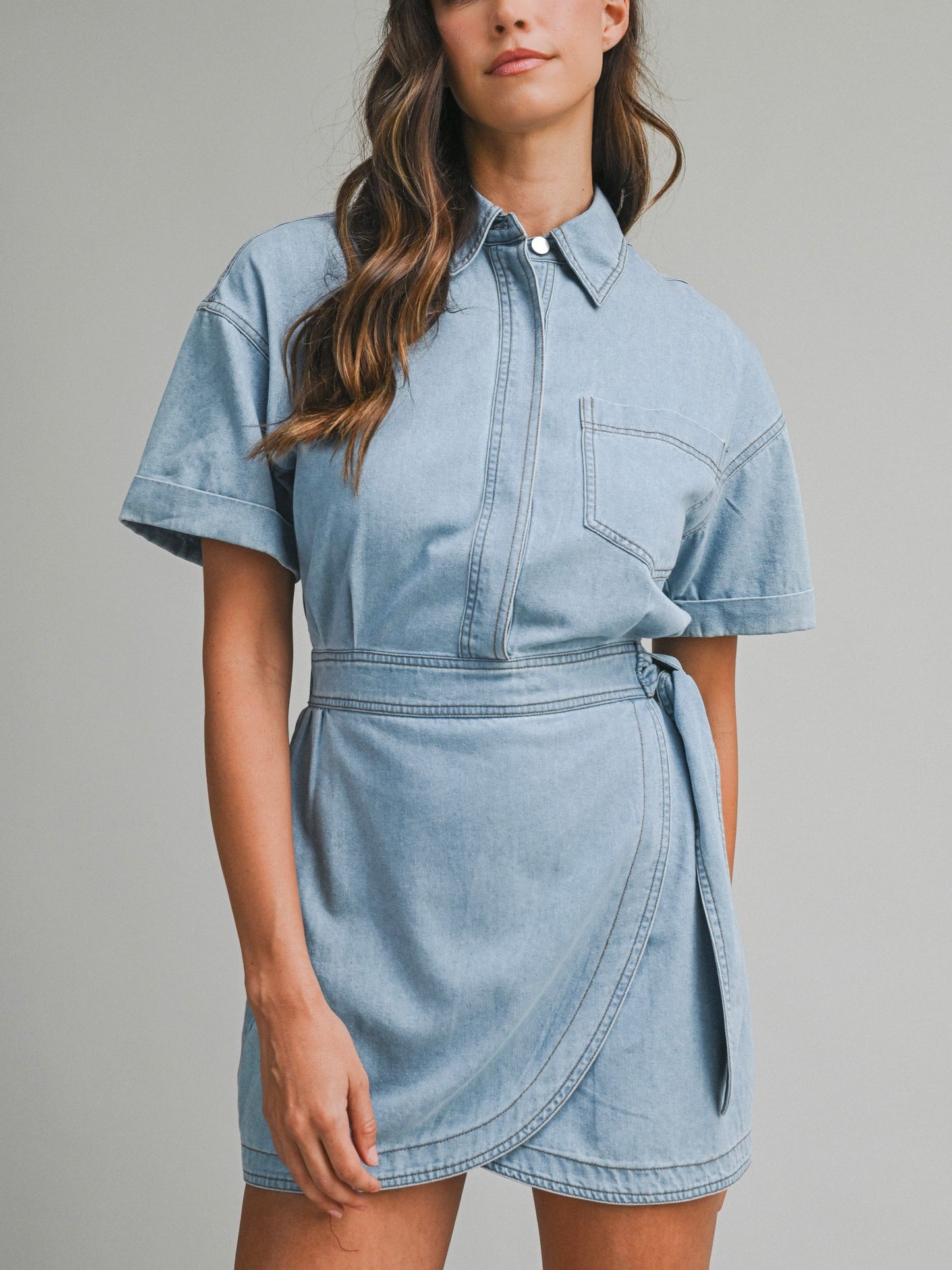 Denim Wrap Skirt Dress