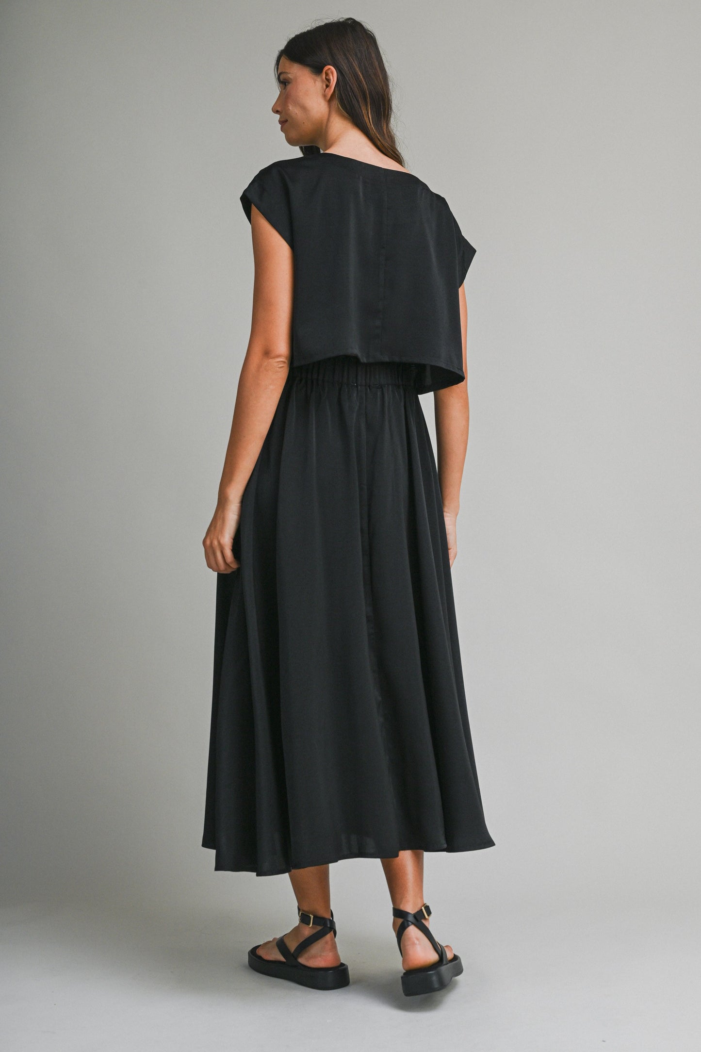 Satin Skirt Set | BLACK
